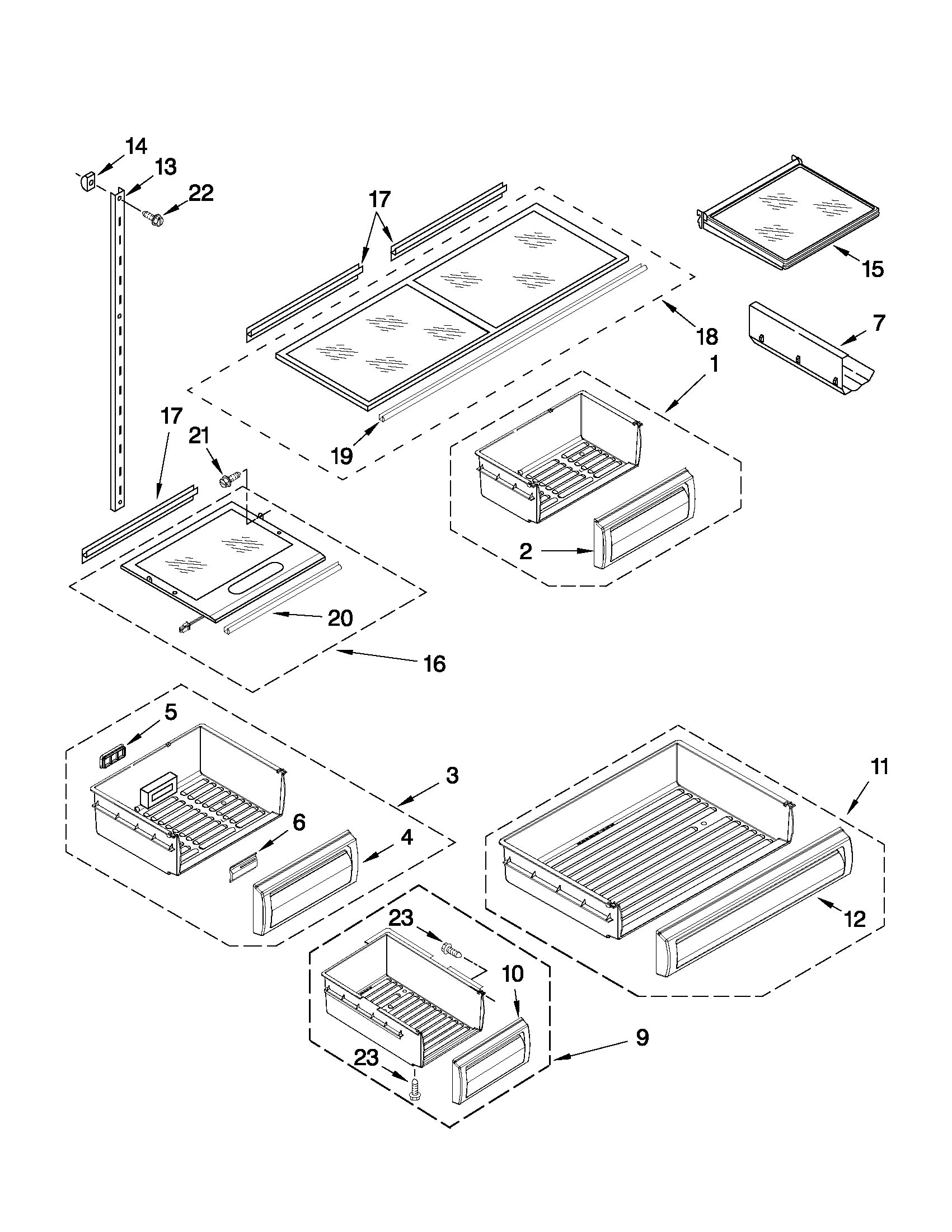 KitchenAid KBFC42FTS04 shelf parts diagram
