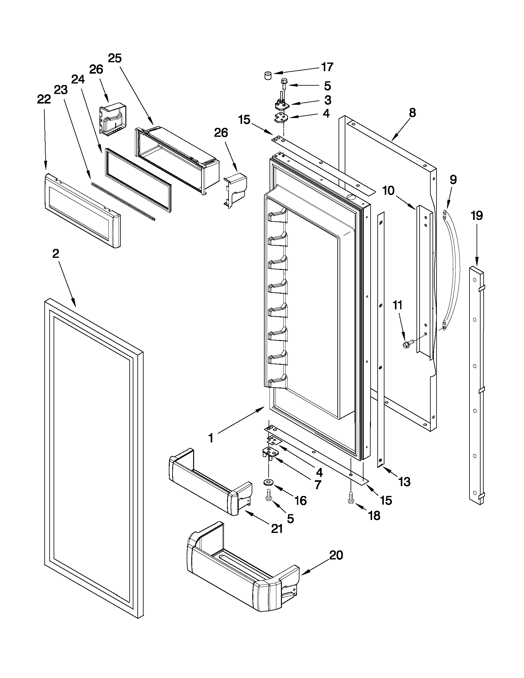 KitchenAid KBFC42FTS04 refrigerator door parts diagram