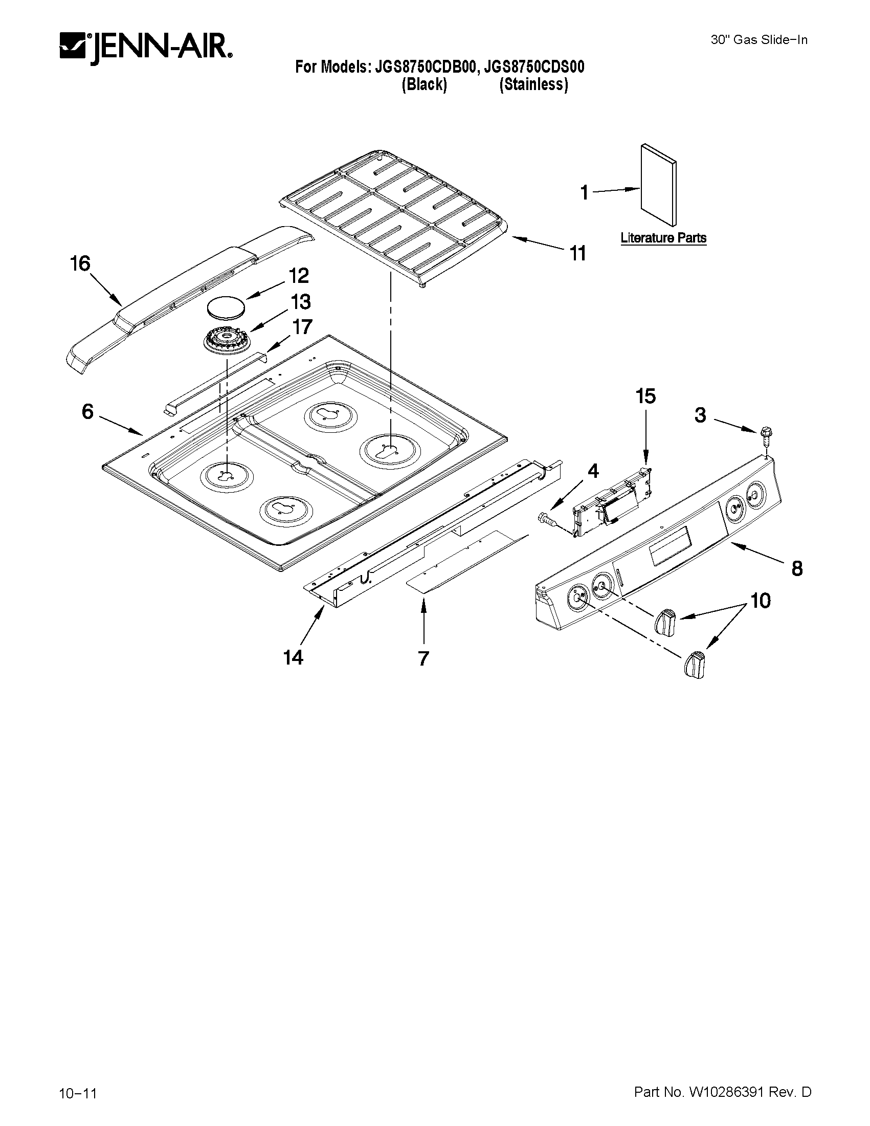 Jenn-Air JGS8750CDS00 cooktop parts diagram