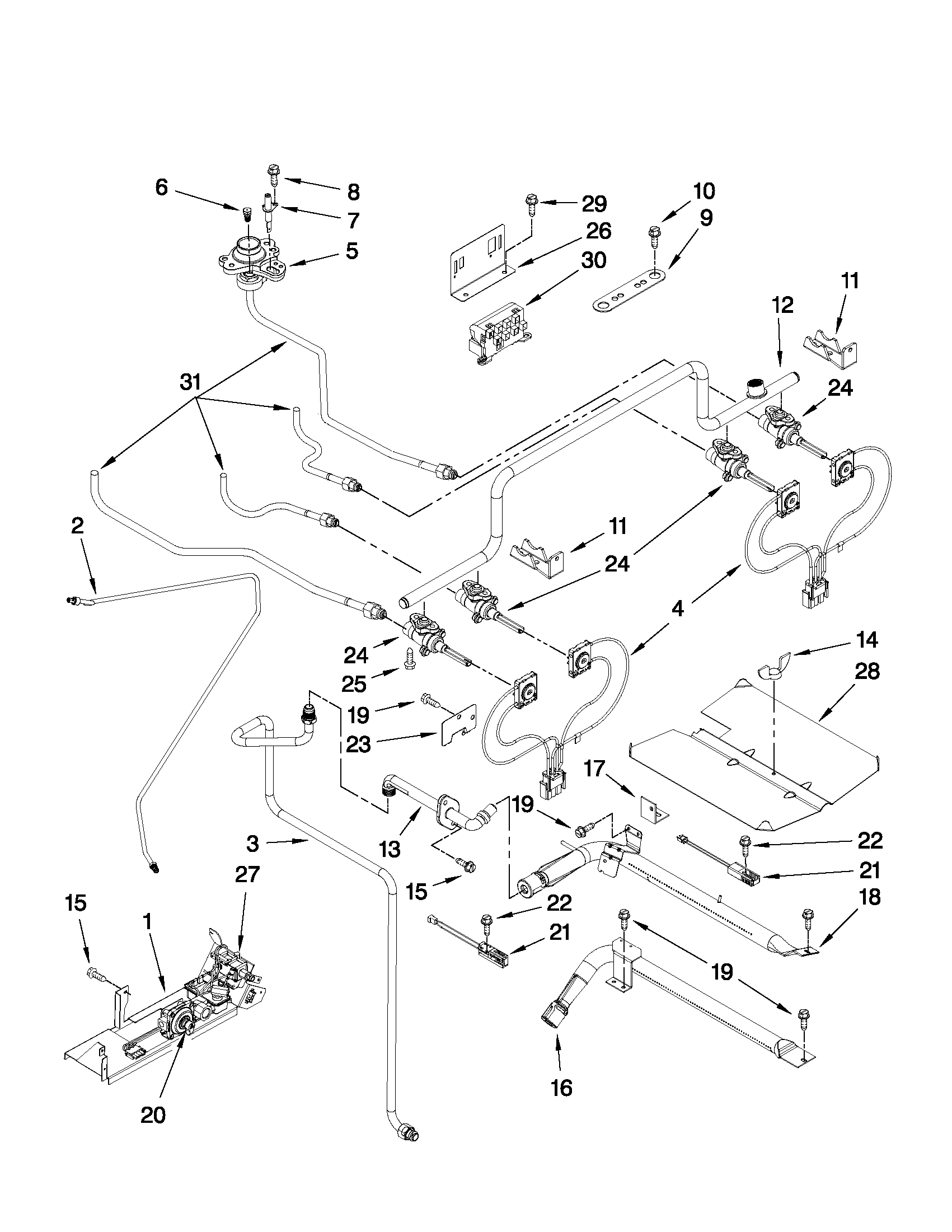 Jenn-Air JGS8750CDS00 manifold parts diagram
