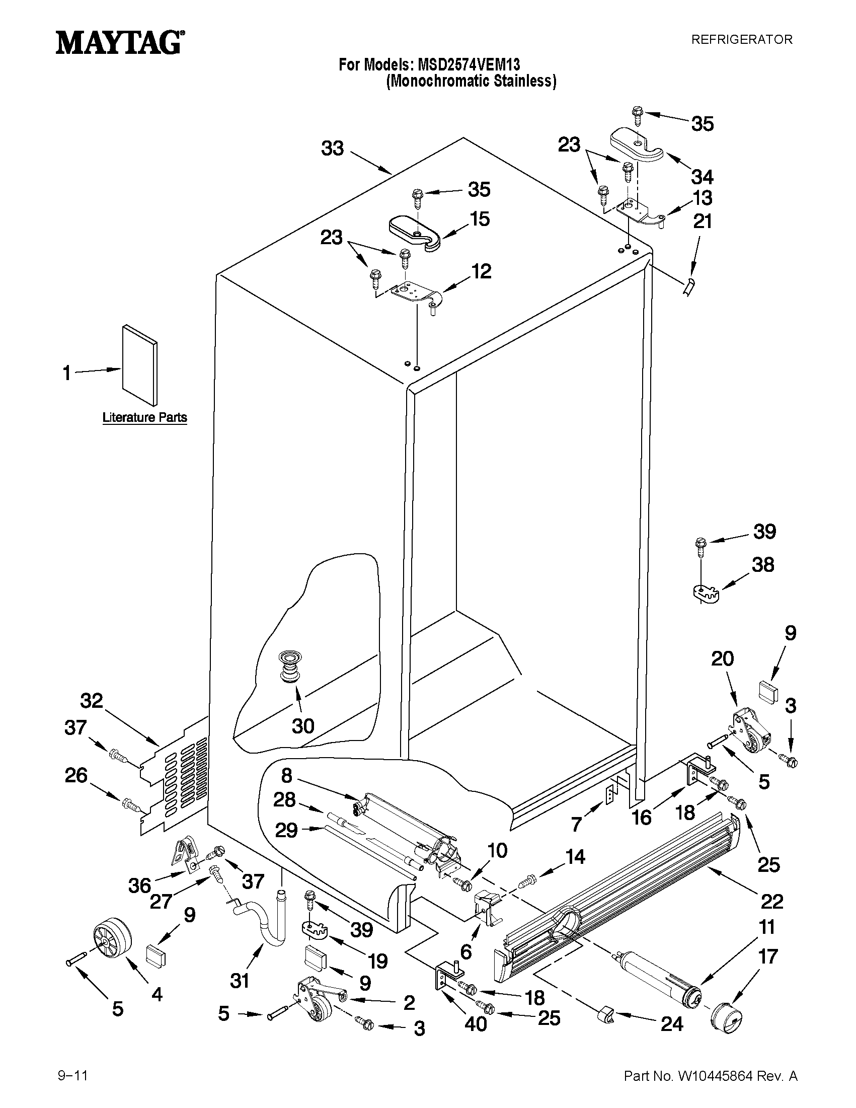 Maytag MSD2574VEM13 cabinet parts diagram