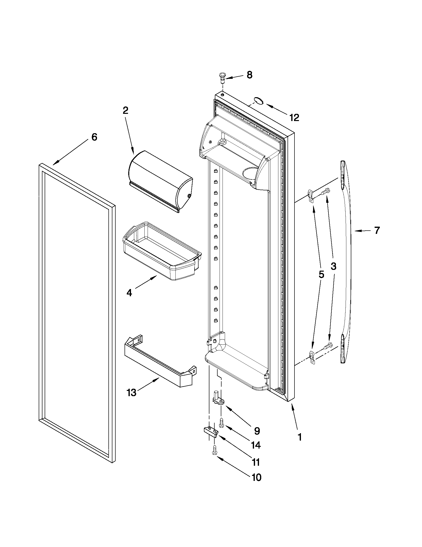 Maytag MSD2574VEM13 refrigerator door parts diagram
