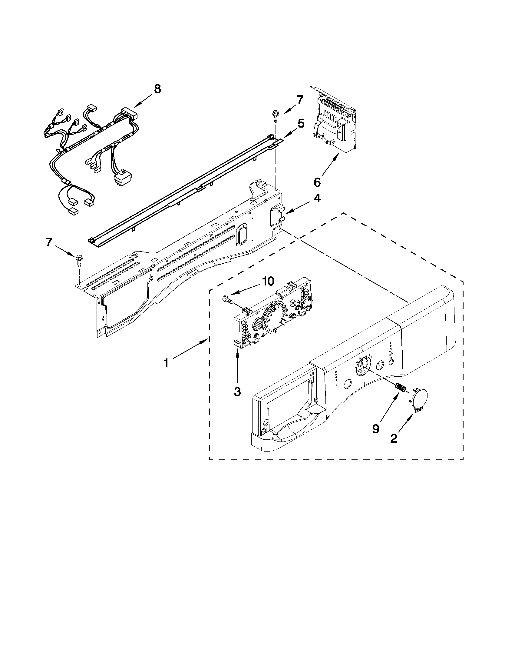 Amana NFW7300WW02 control panel parts diagram