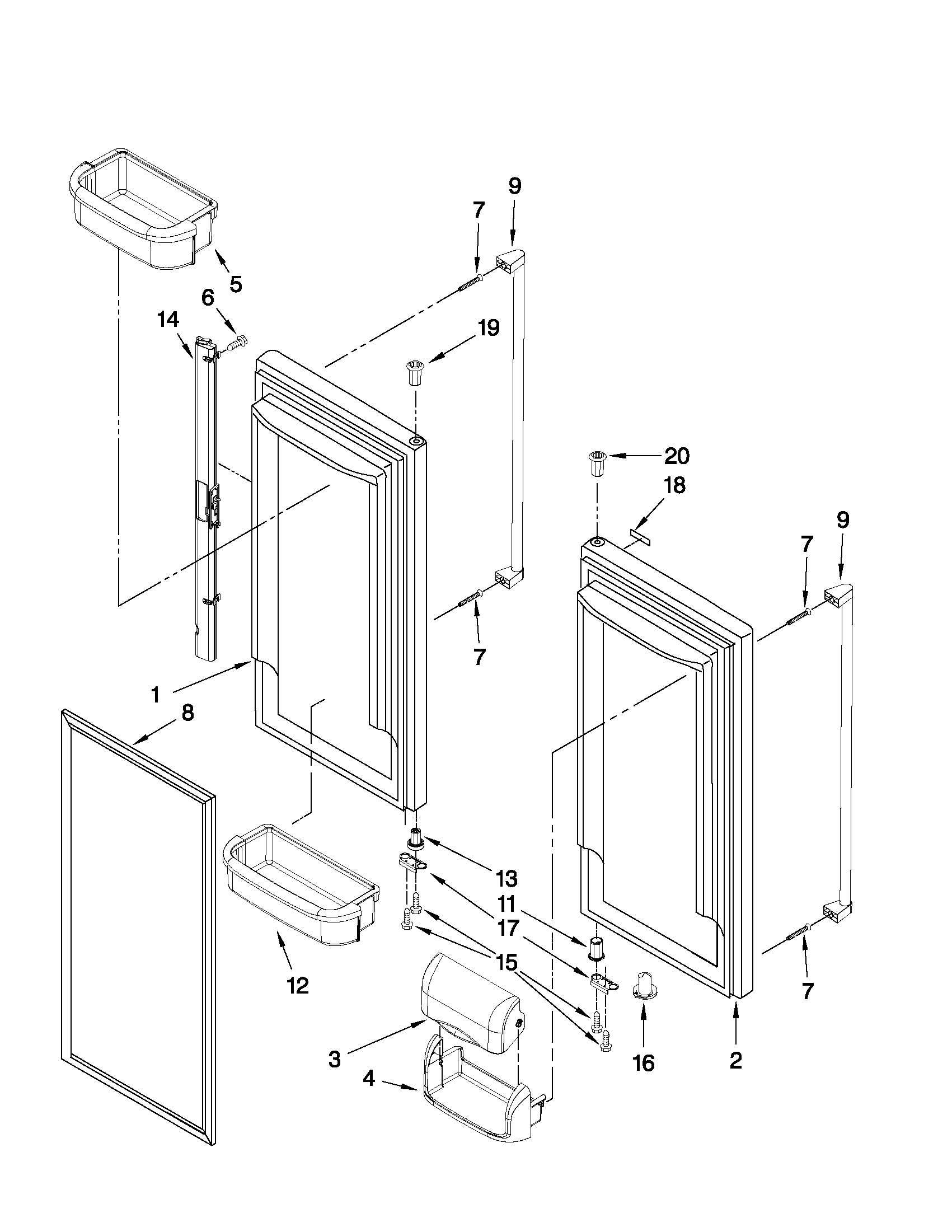 Jenn-Air JFC2089WEM7 refrigerator door parts diagram