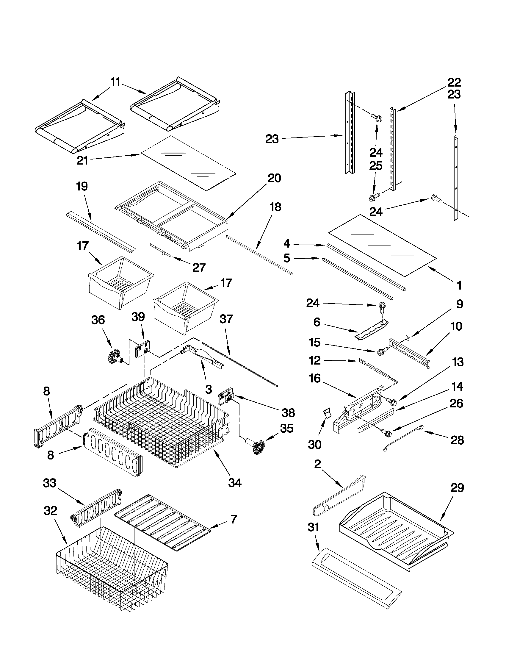 Jenn-Air JFC2089WEM7 shelf parts diagram