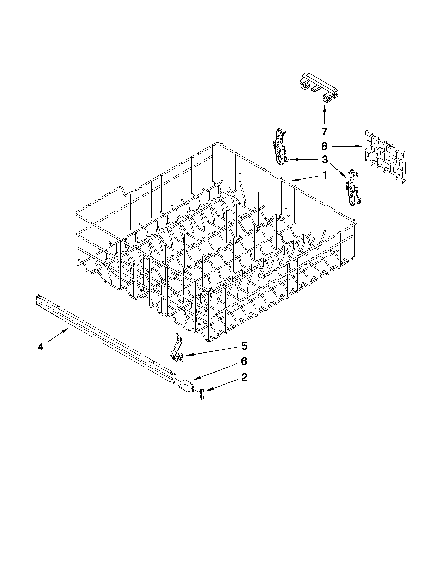 Amana ADB1400AWD5 upper rack and track parts diagram