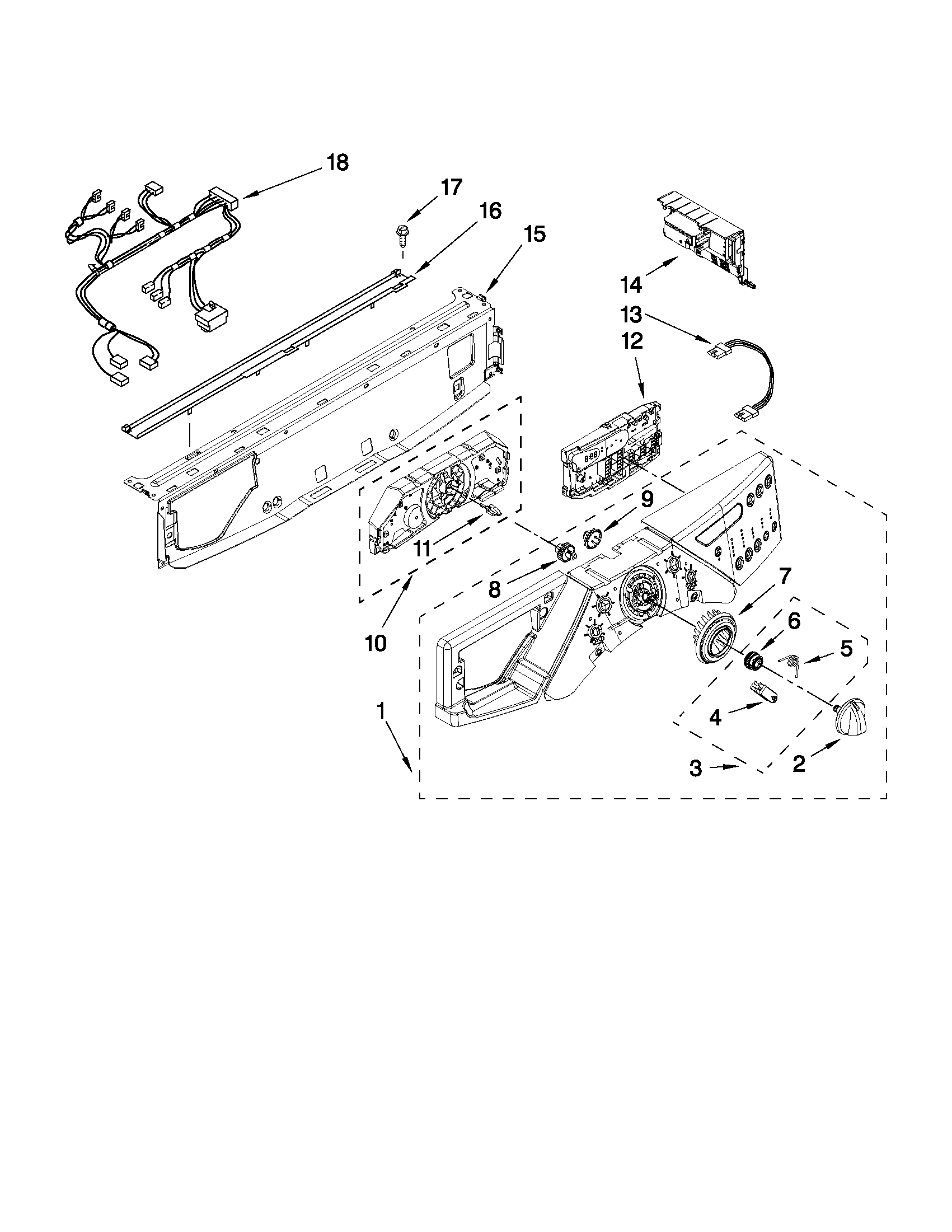 Whirlpool WFW9550WL10 control panel parts diagram