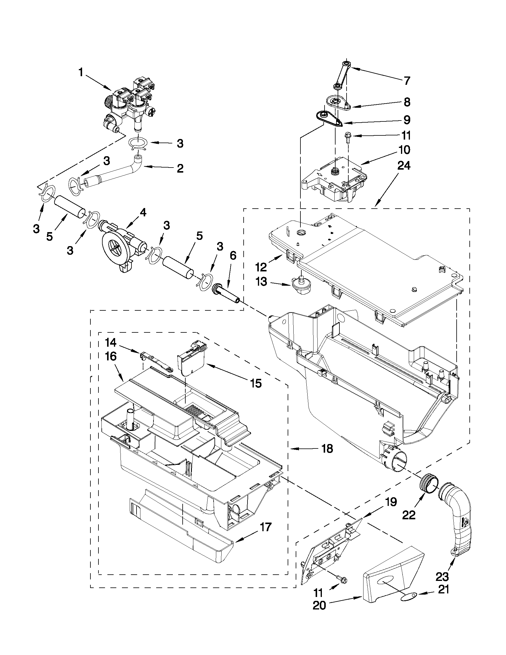 Whirlpool WFW9550WL10 dispenser parts diagram