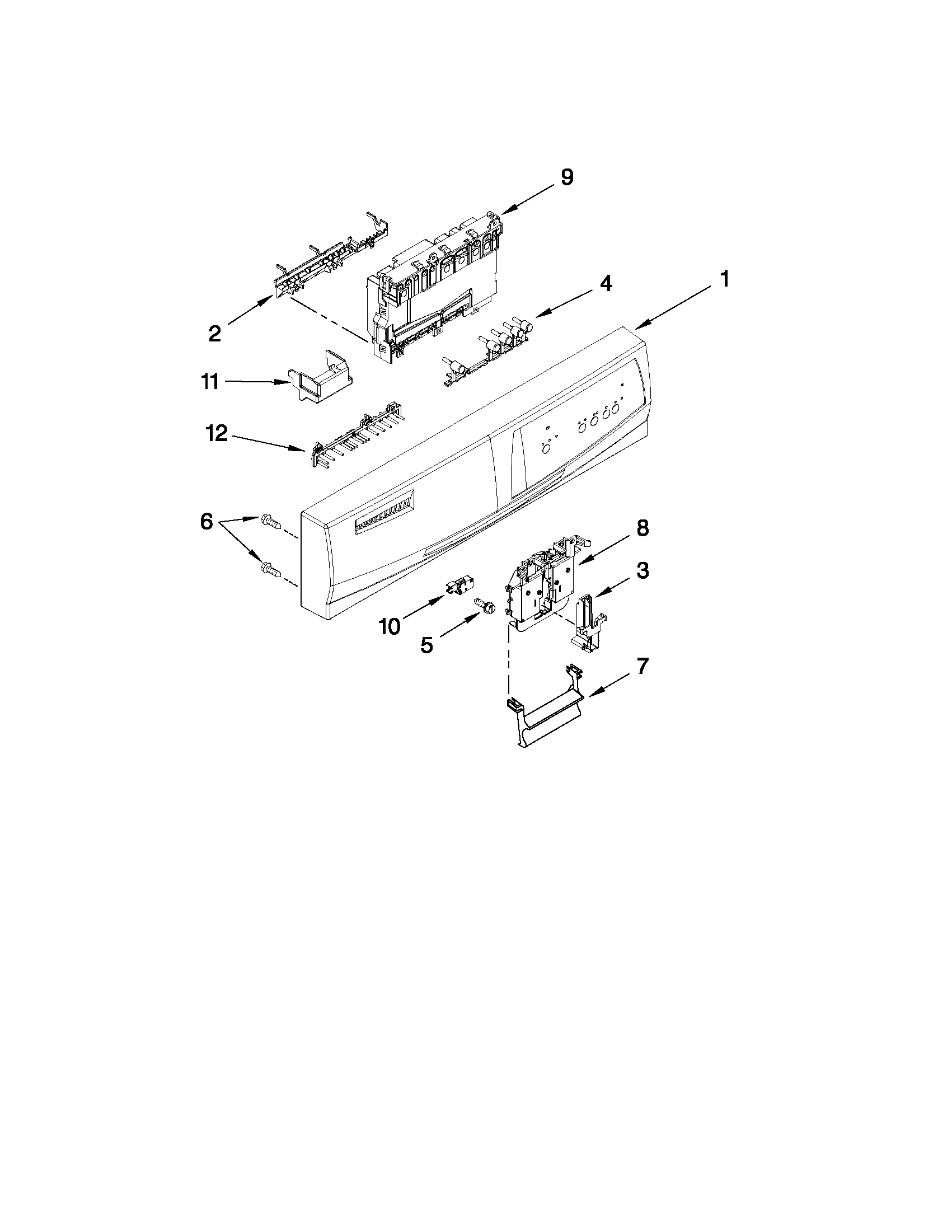 Whirlpool DU1015XTXB5 control panel parts diagram