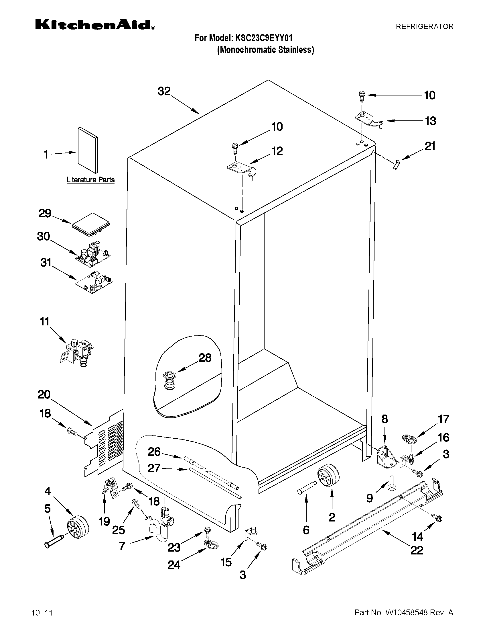 KitchenAid KSC23C9EYY01 cabinet parts diagram