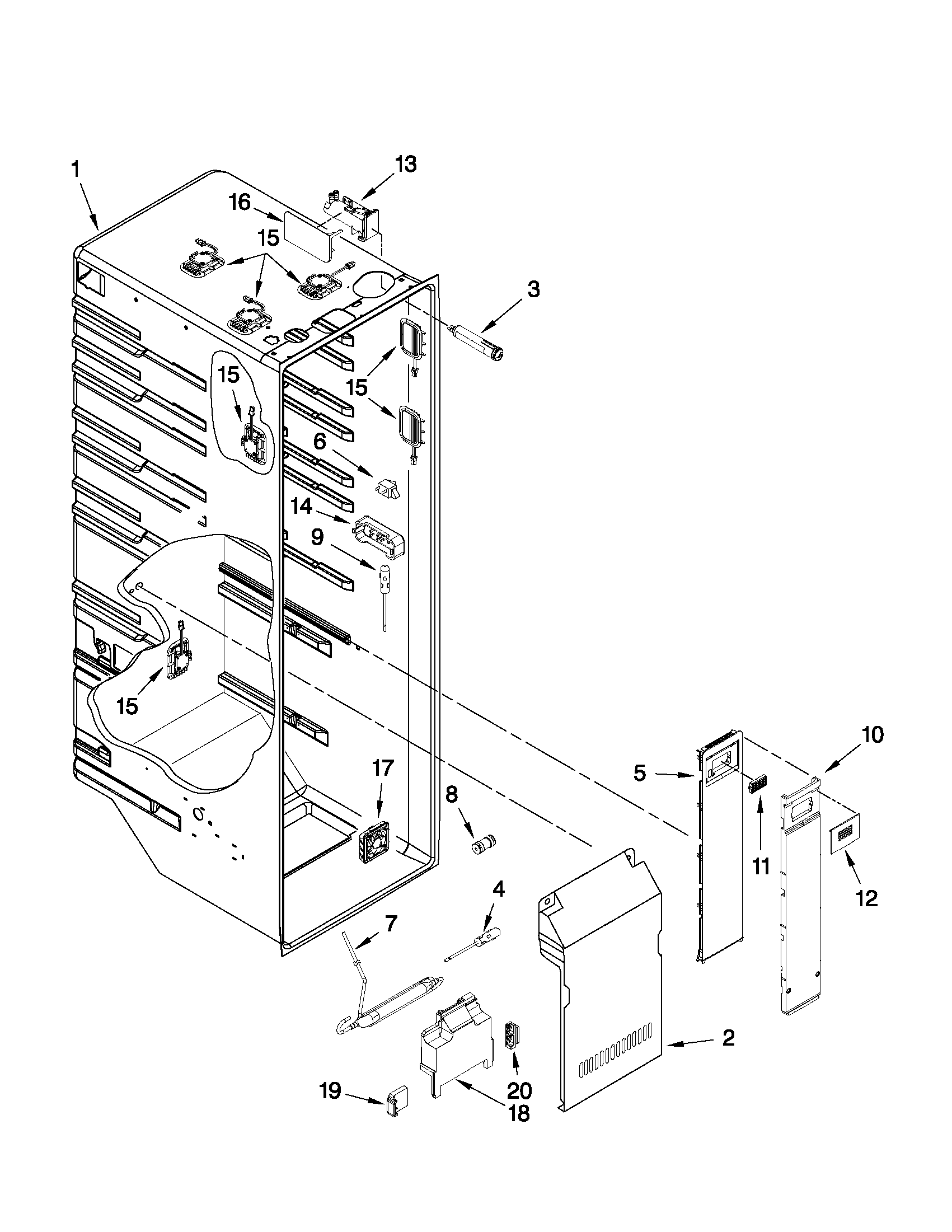 KitchenAid KSC23C9EYY01 refrigerator liner parts diagram
