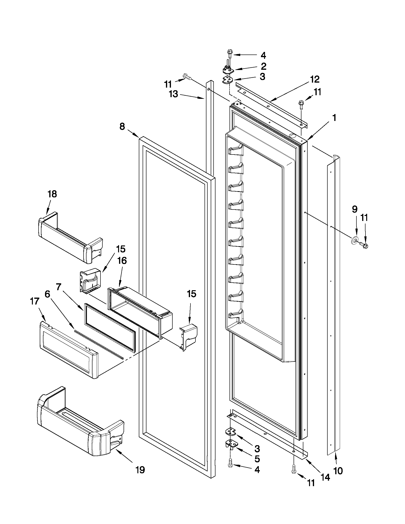 KitchenAid KSSS36FTX04 refrigerator door parts diagram
