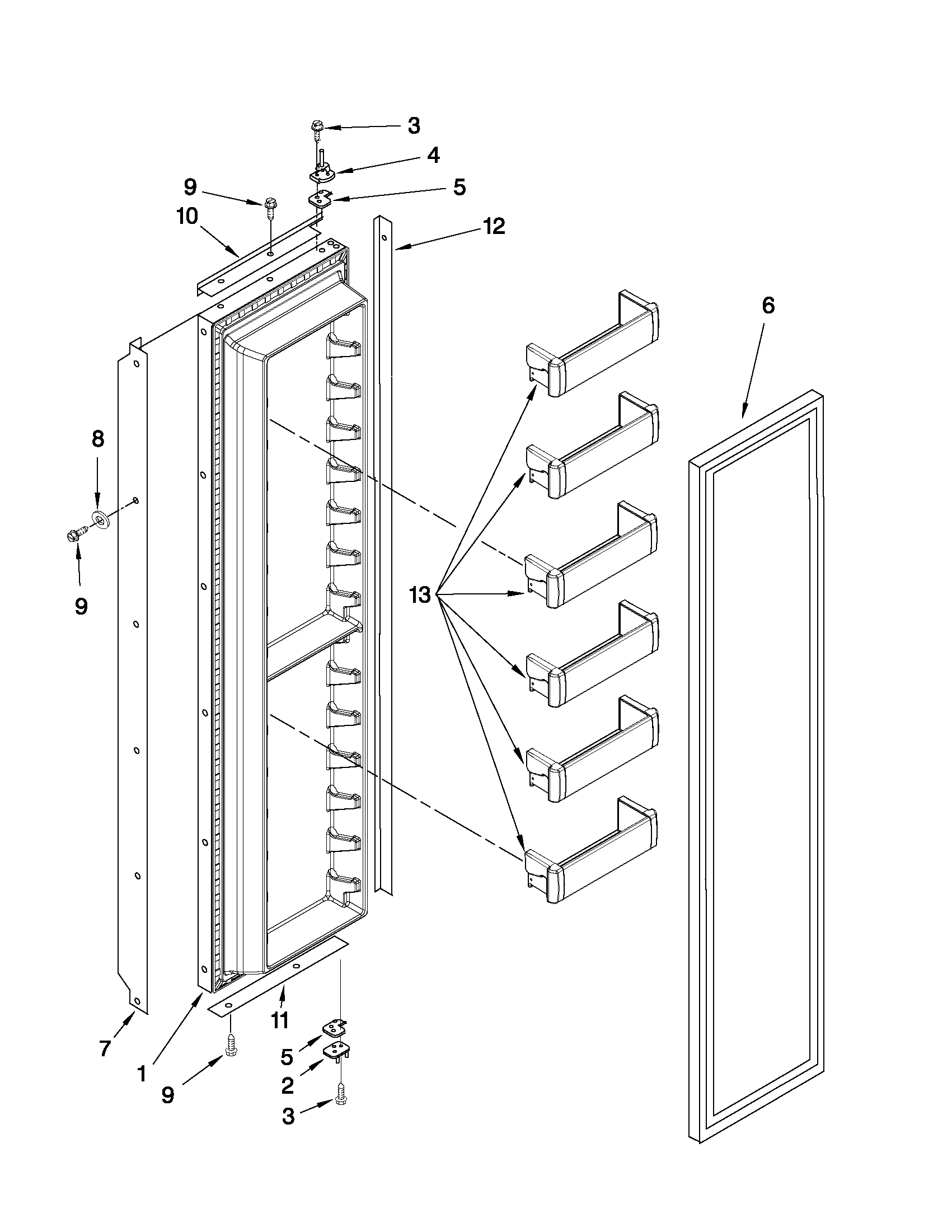 KitchenAid KSSS36FTX04 freezer door parts diagram