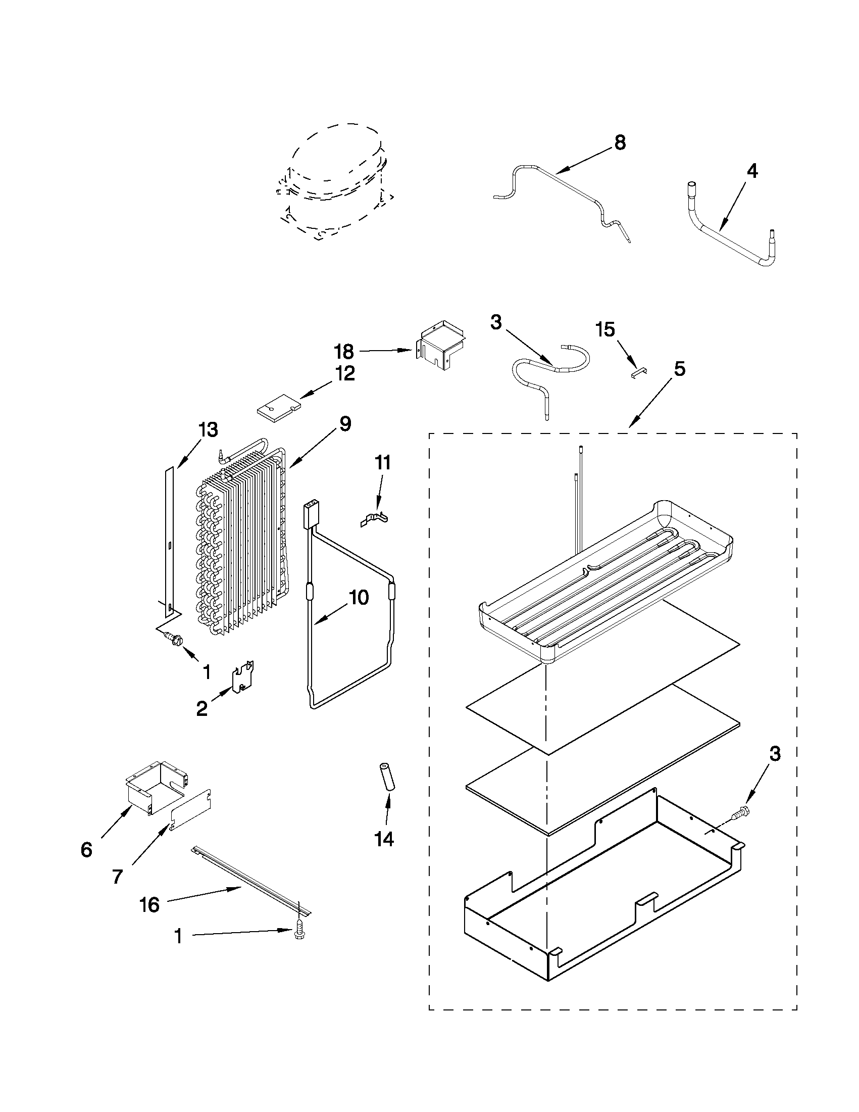 KitchenAid KSSS36FTX04 lower unit and tube parts diagram