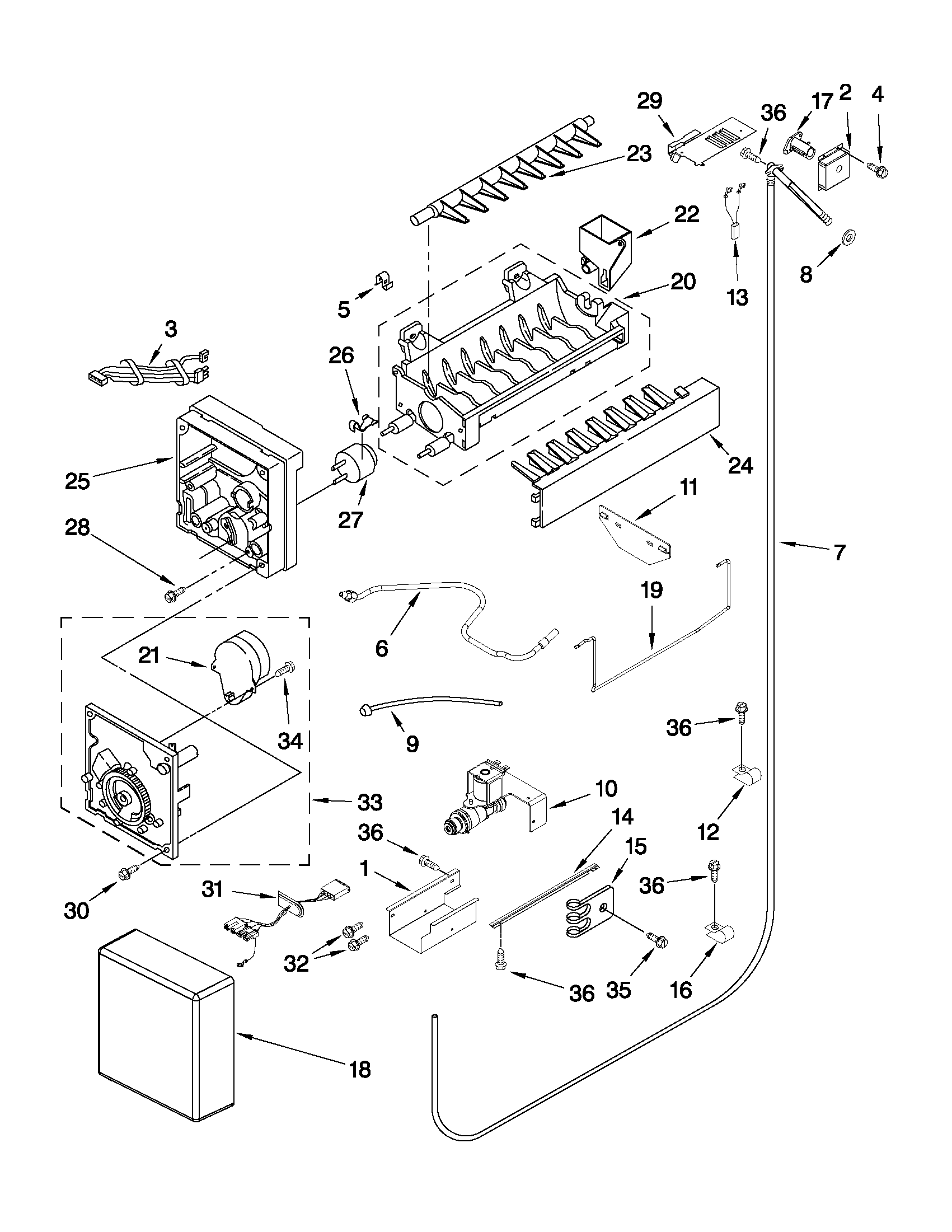 KitchenAid KSSS36FTX04 icemaker parts diagram