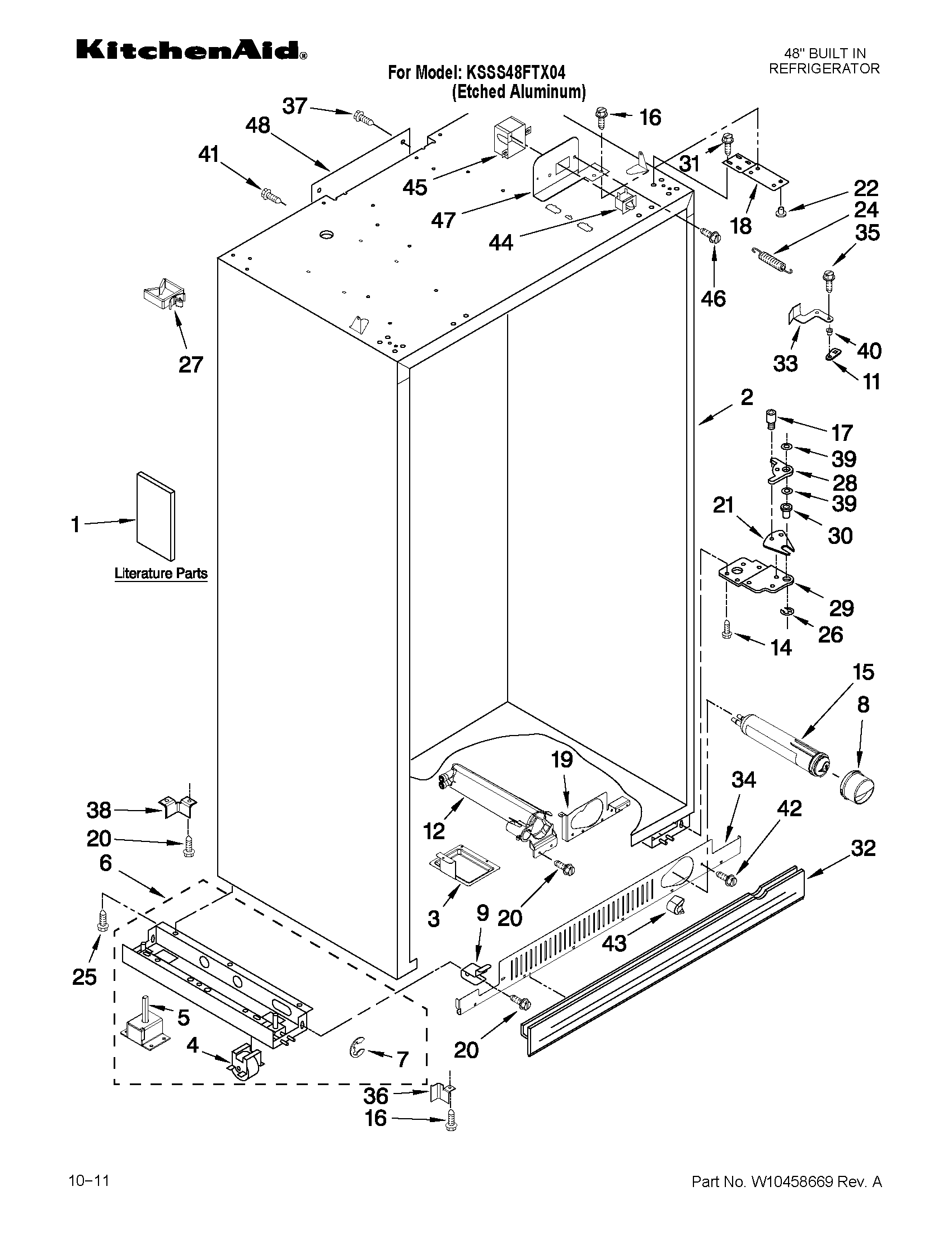KitchenAid KSSS48FTX04 cabinet parts diagram