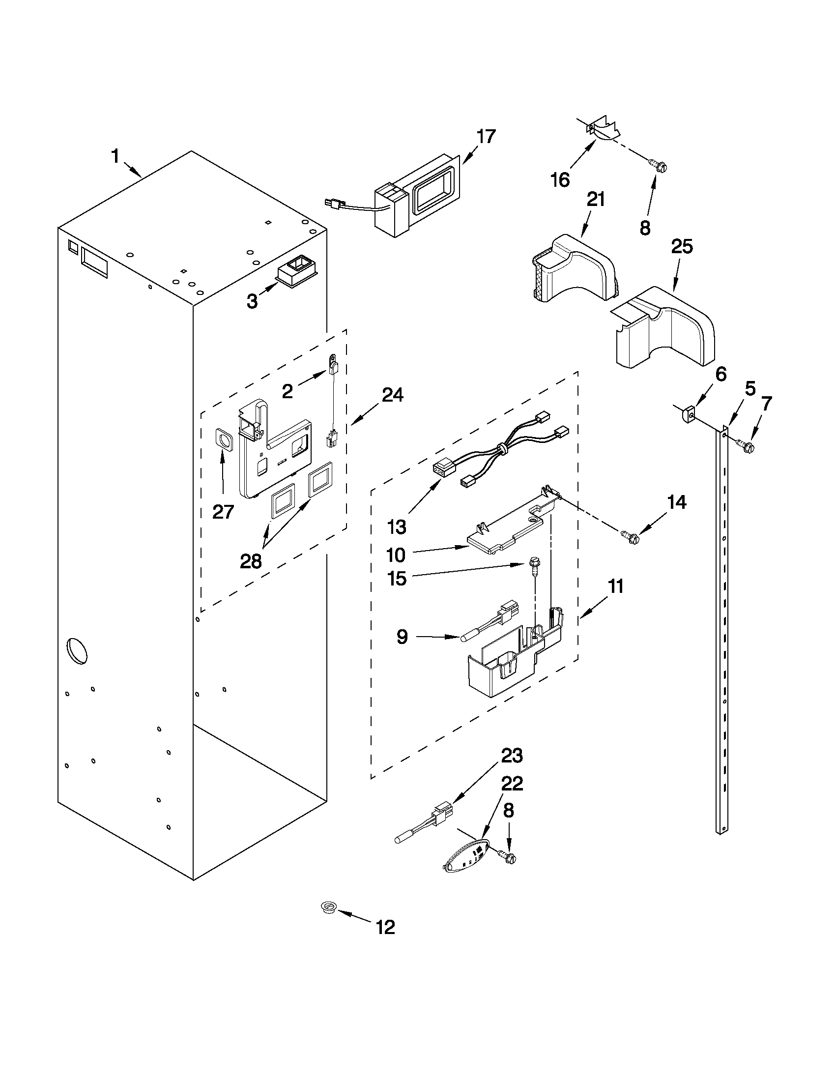 KitchenAid KSSS48FTX04 refrigerator liner parts diagram