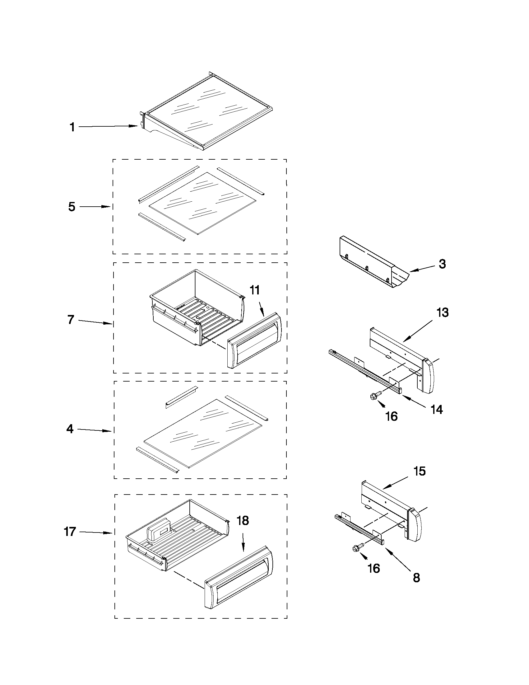 KitchenAid KSSS48FTX04 refrigerator shelf parts diagram