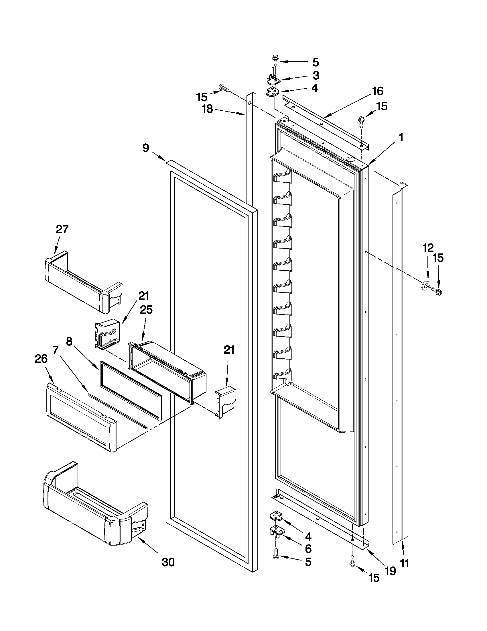 KitchenAid KSSS48FTX04 refrigerator door parts diagram