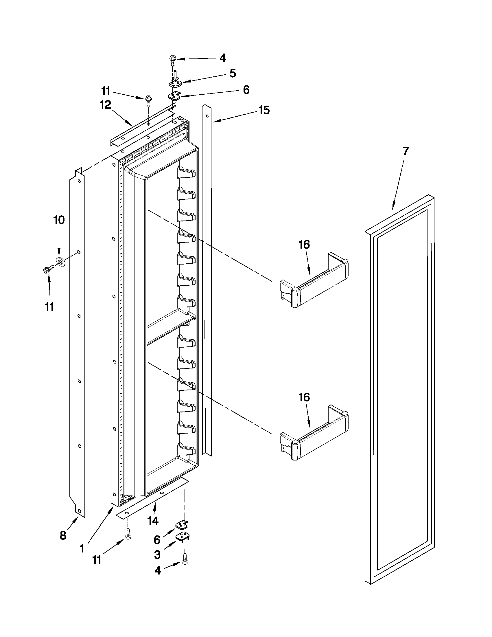 KitchenAid KSSS48FTX04 freezer door parts diagram