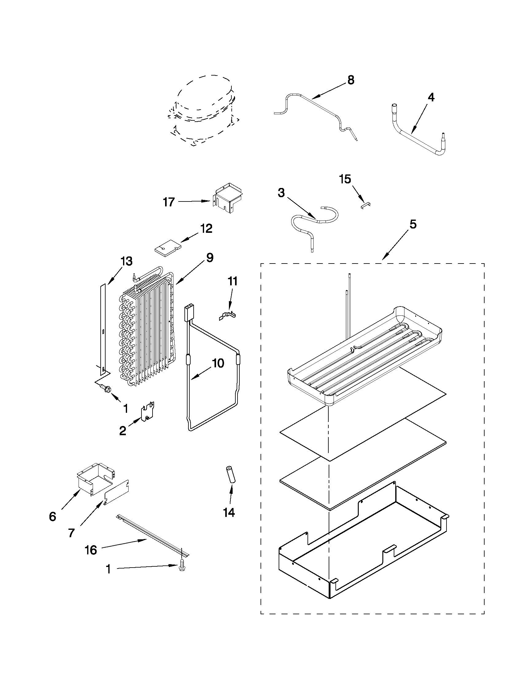 KitchenAid KSSS48FTX04 lower unit and tube parts diagram