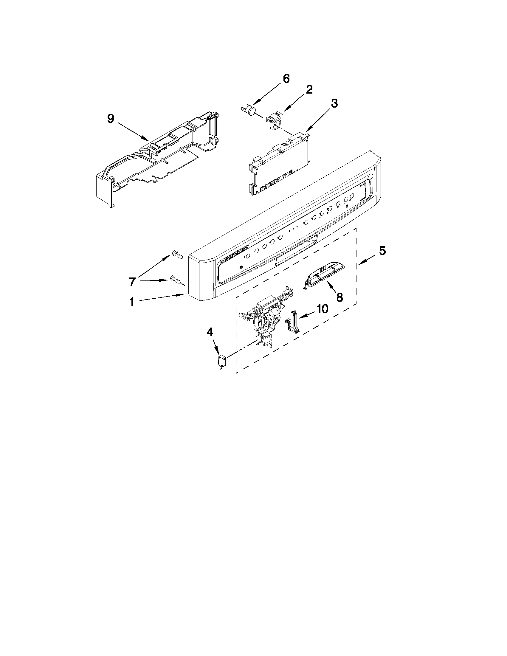 Maytag MDBH949AWW4 control panel and latch parts diagram
