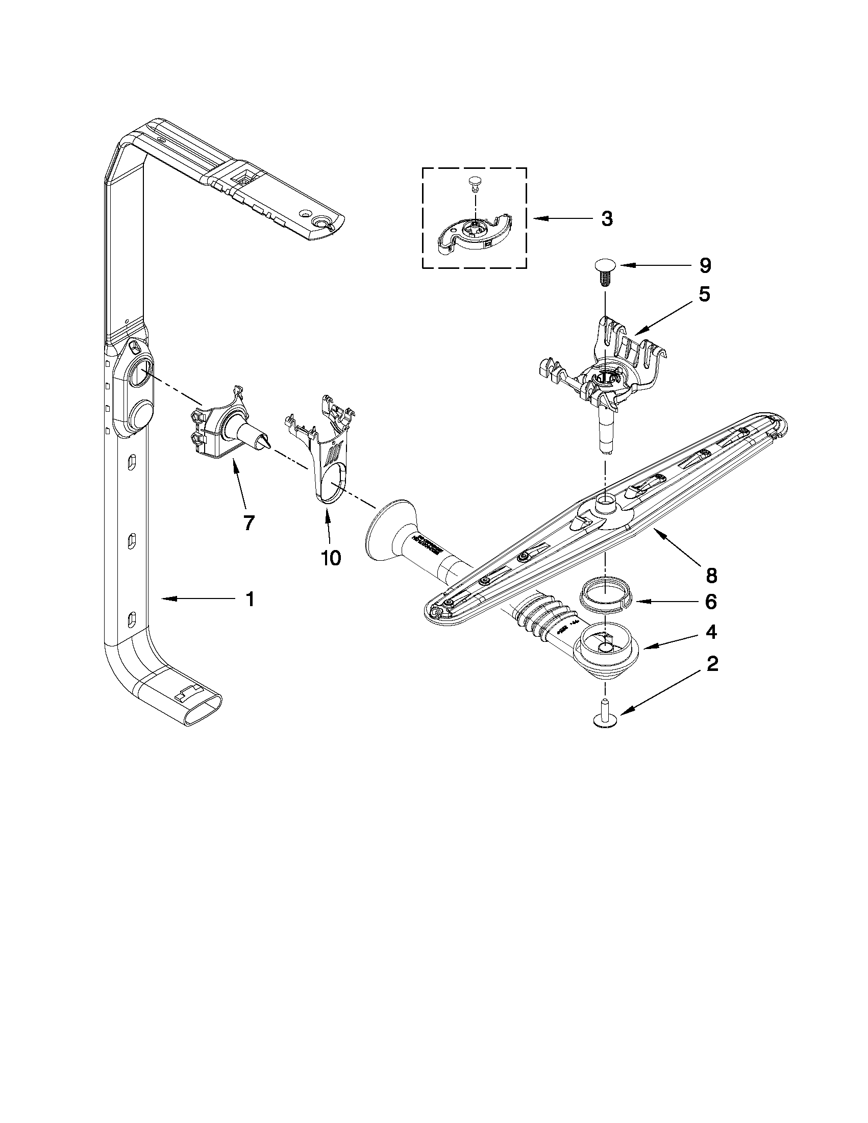 Maytag MDBH949AWW4 upper wash and rinse parts diagram