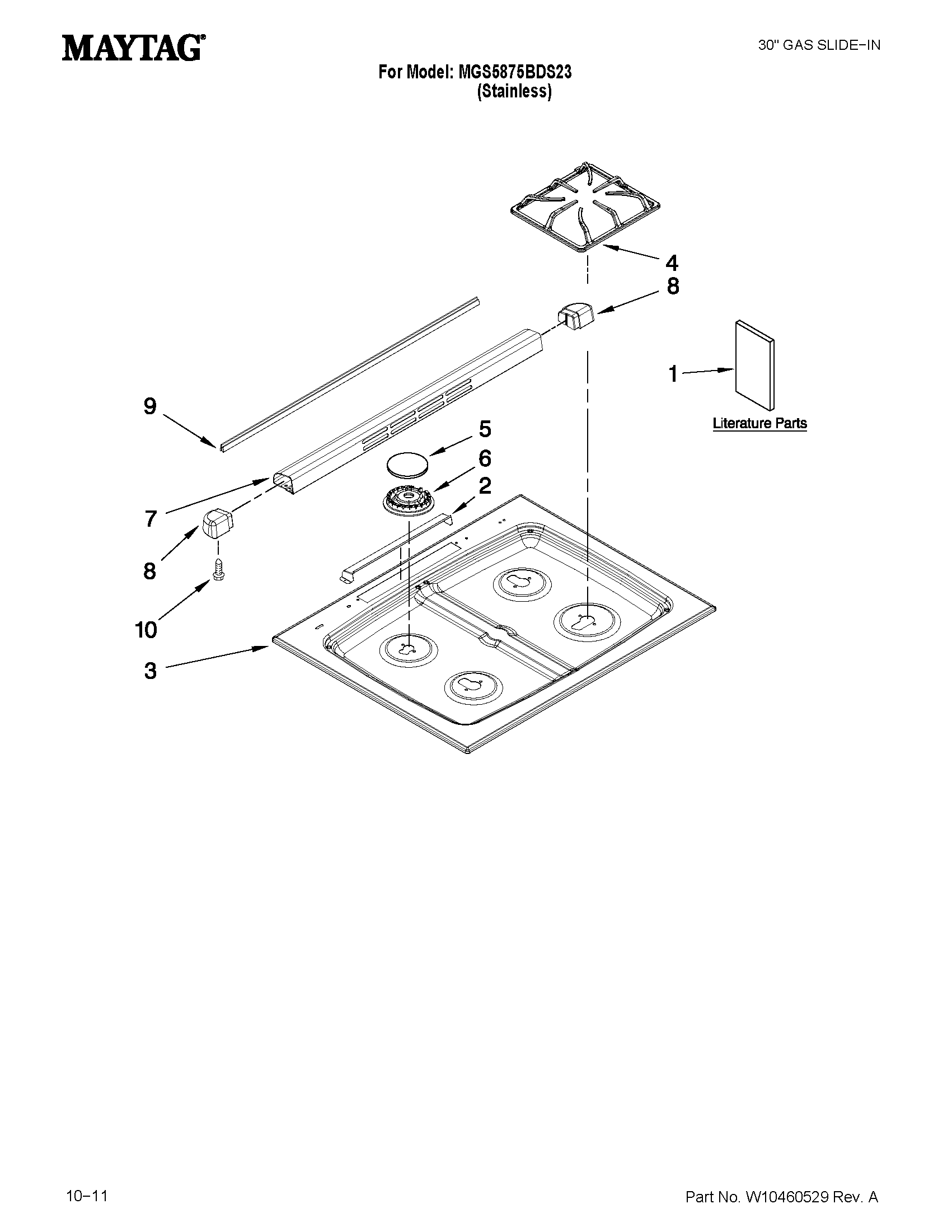 Maytag MGS5875BDS23 cooktop parts diagram