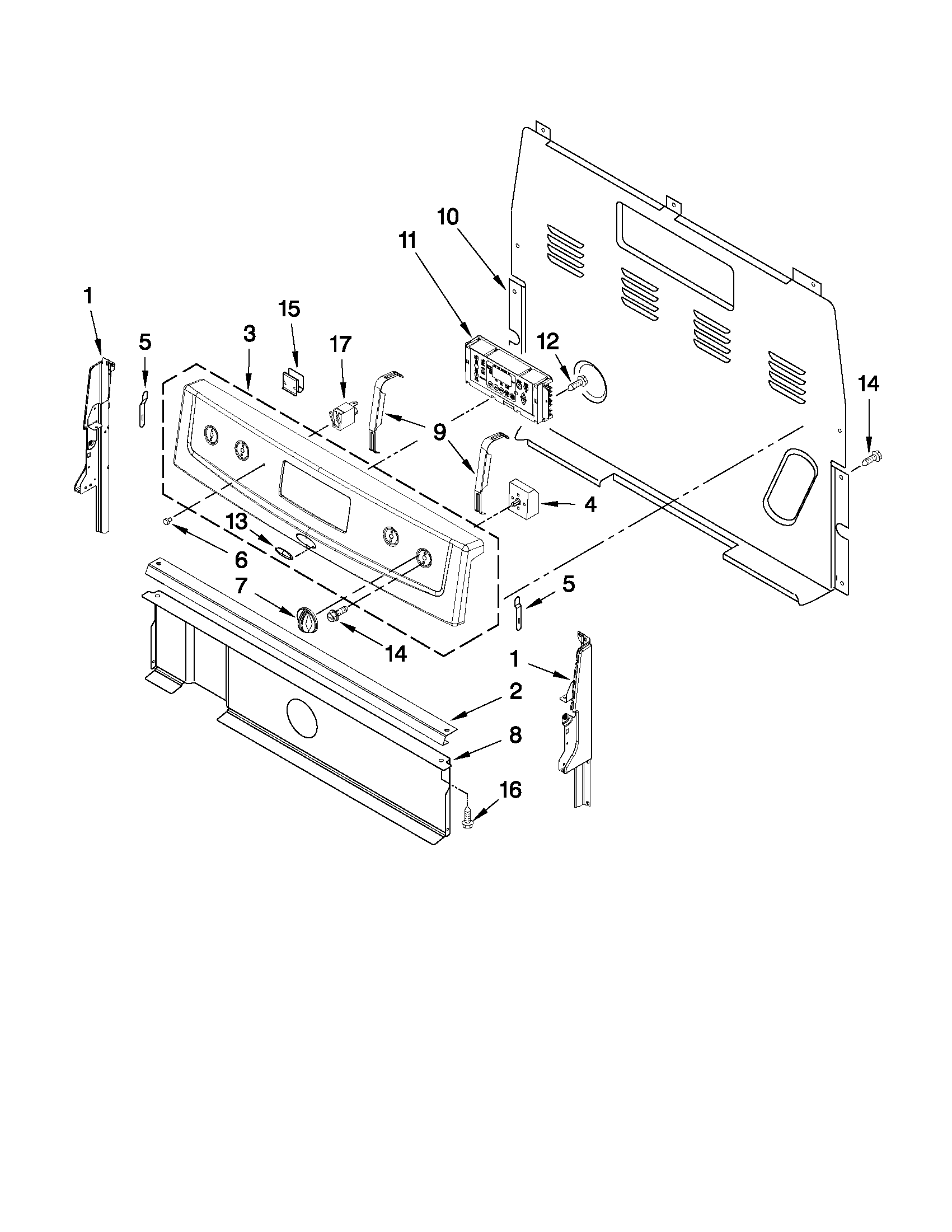 Whirlpool WFE361LVS1 control panel parts diagram
