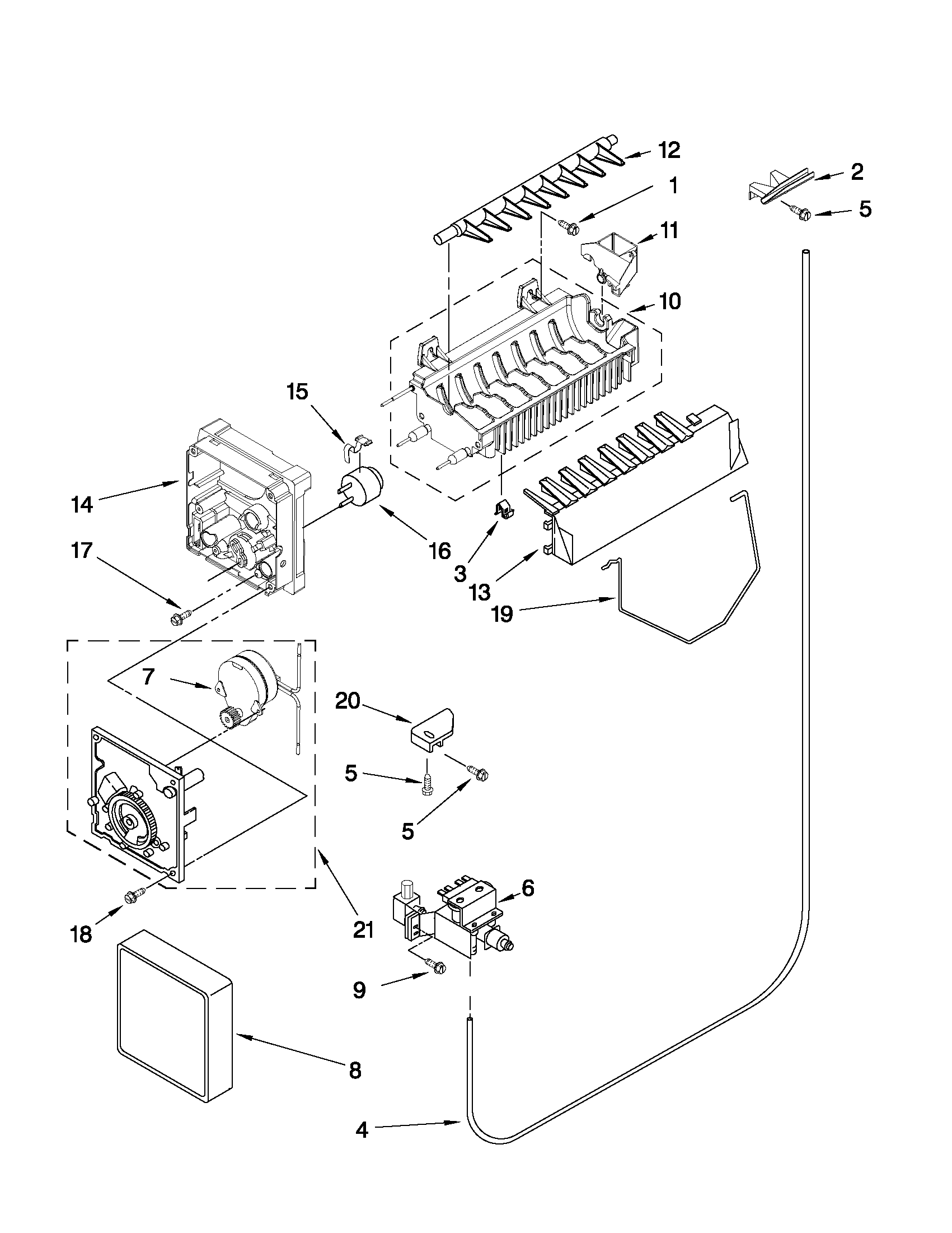 Whirlpool WSR25D2RYB00 icemaker parts diagram