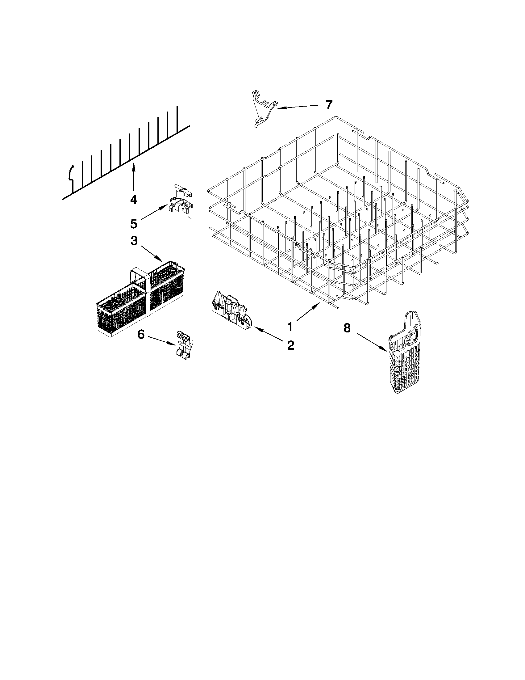 KitchenAid KUDE40FXSP4 lower rack parts diagram