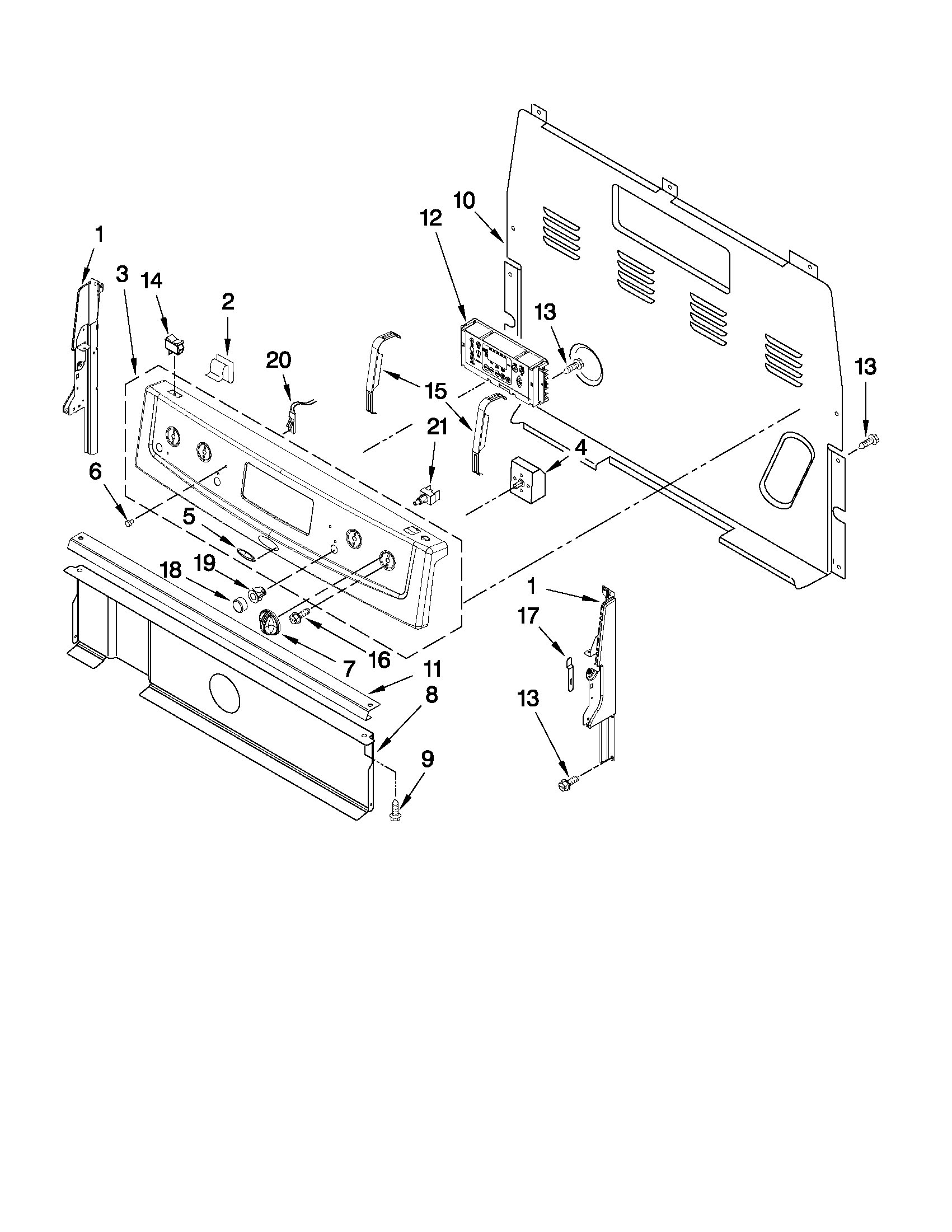 Whirlpool WFE381LVS1 control panel parts diagram