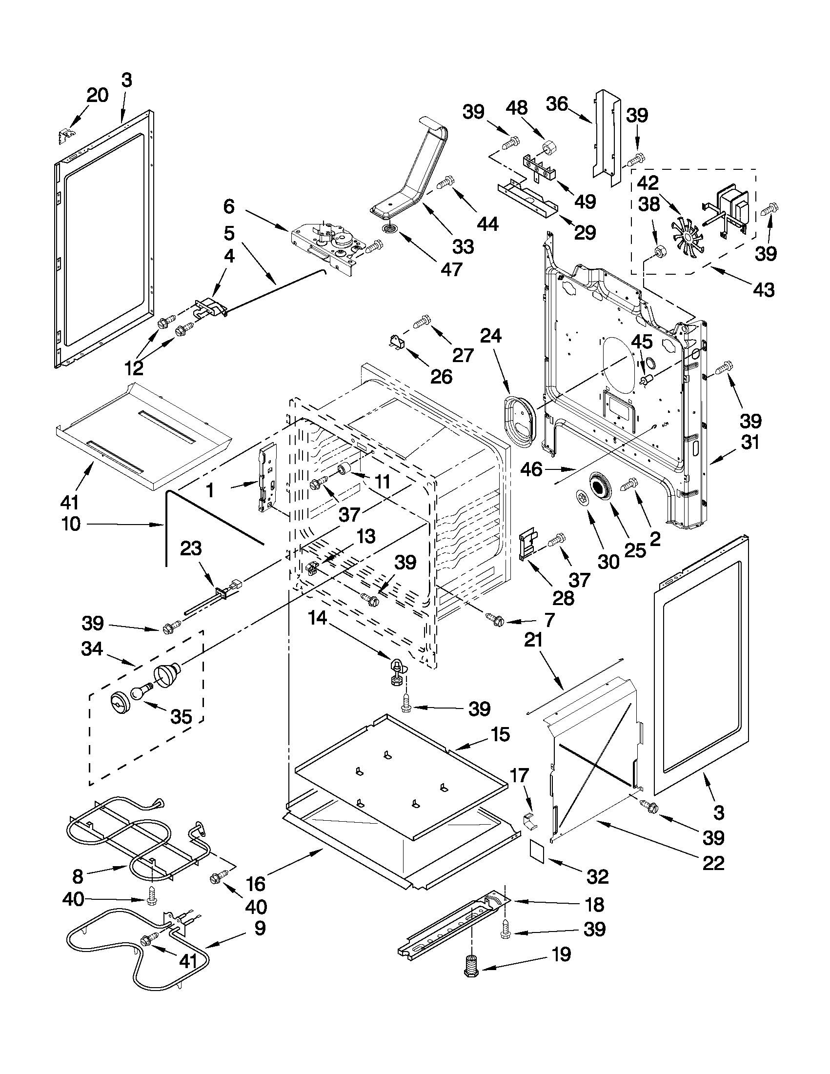 Whirlpool WFE381LVS1 chassis parts diagram