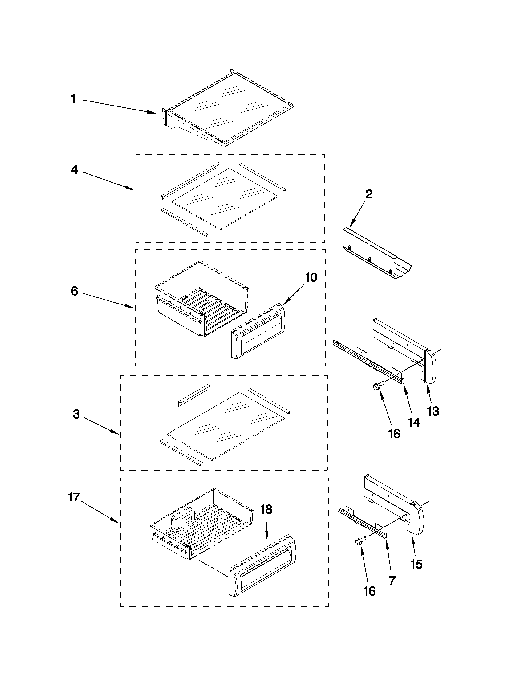 KitchenAid KSSO36QTX04 refrigerator shelf parts diagram