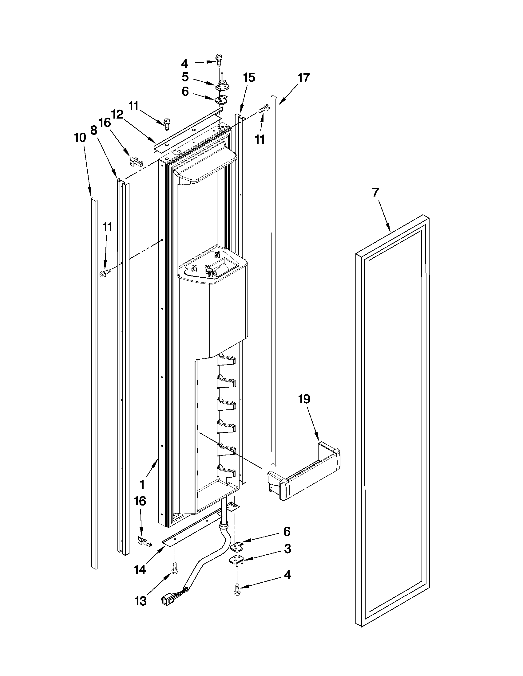 KitchenAid KSSO36QTX04 freezer door parts diagram