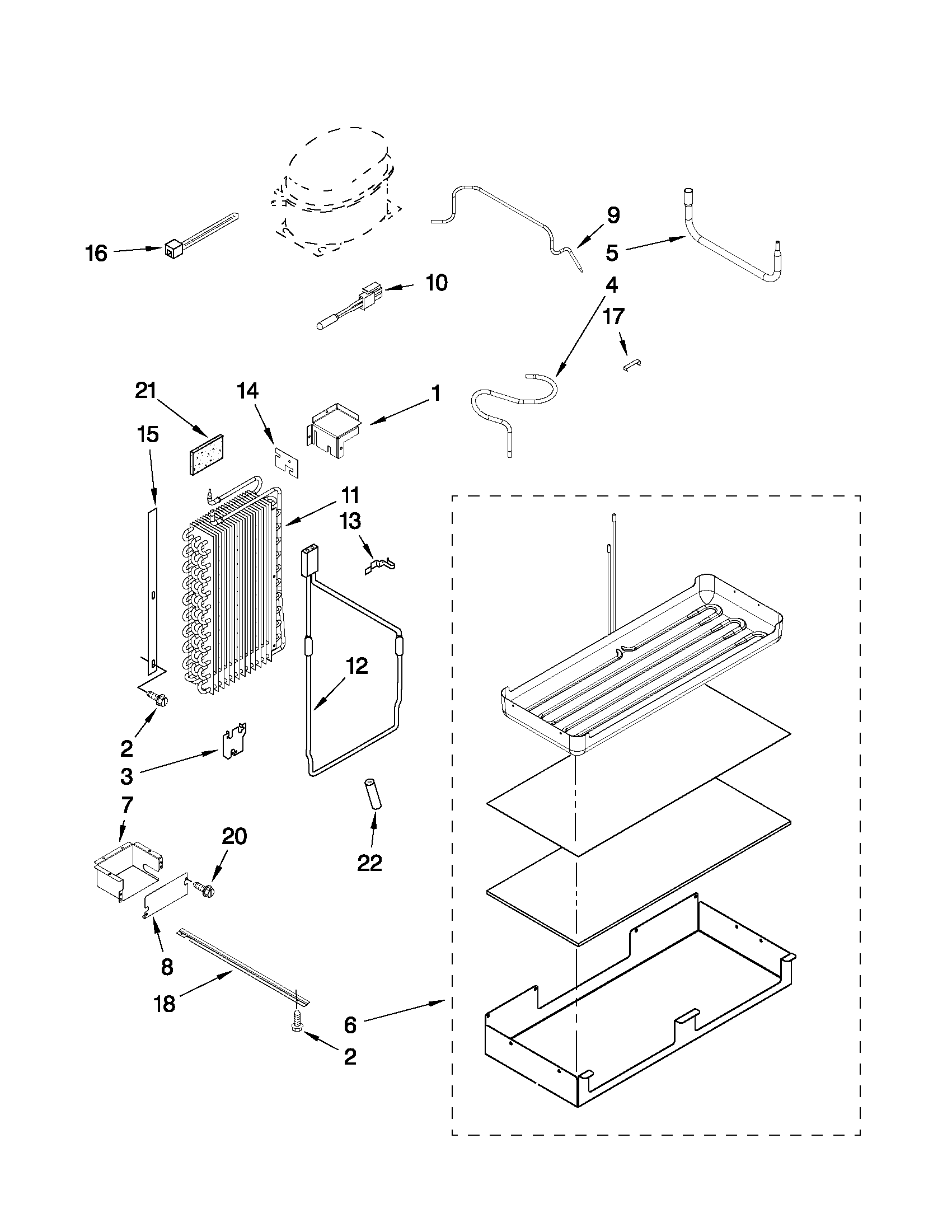 KitchenAid KSSO36QTX04 lower unit and tube parts diagram