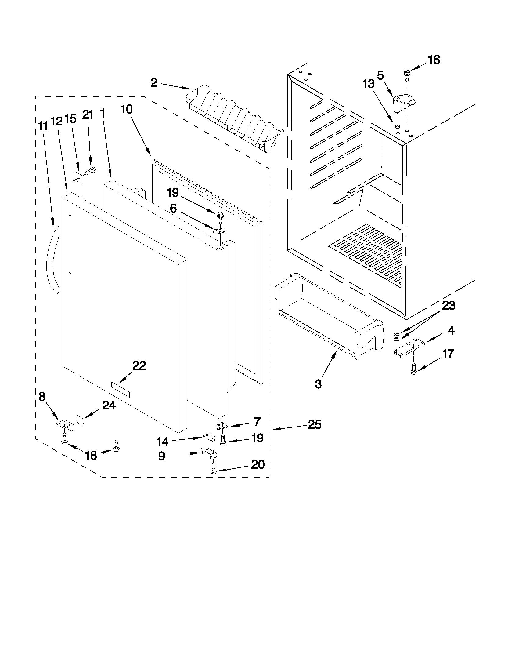 KitchenAid KURS24RSBS03 door parts diagram