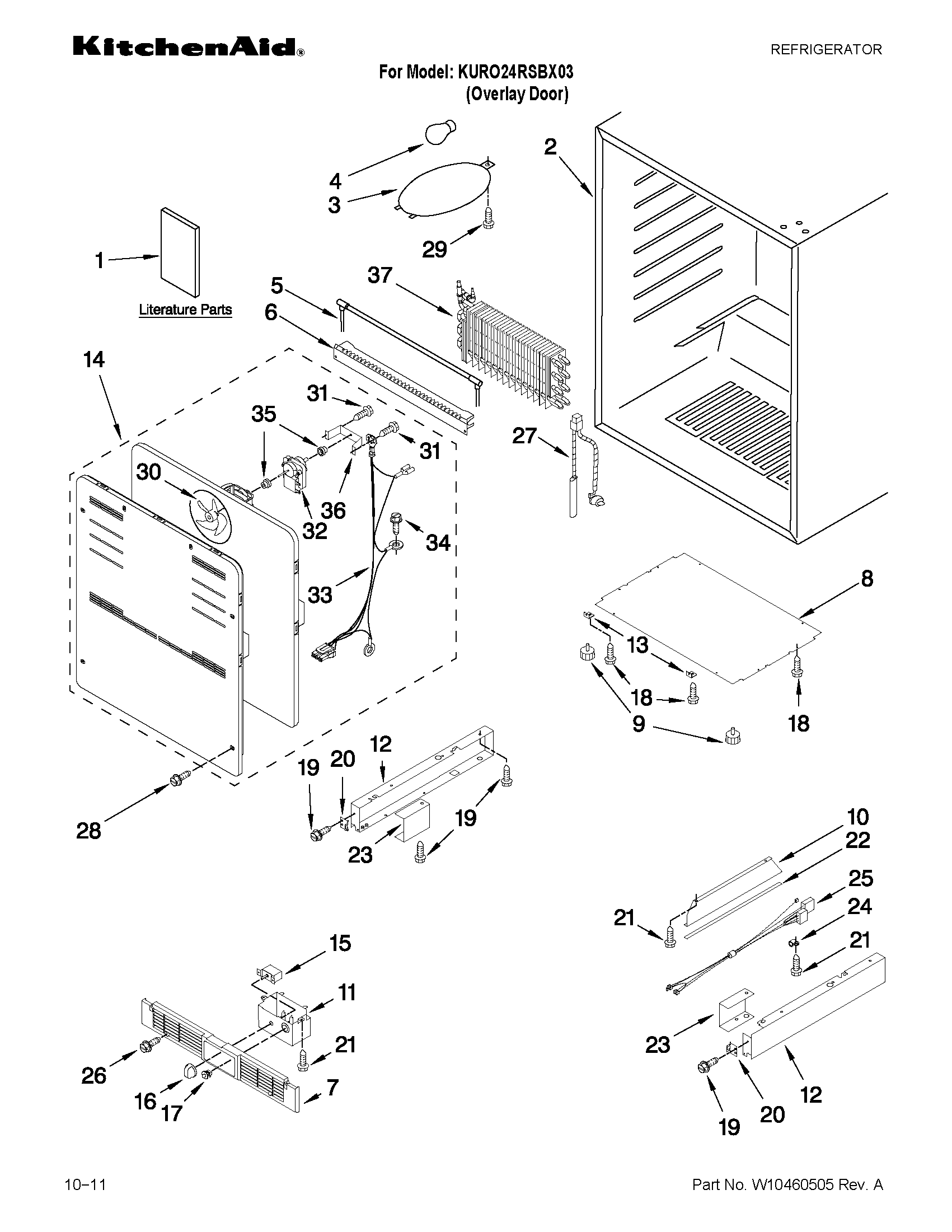 KitchenAid KURO24RSBX03 cabinet parts diagram