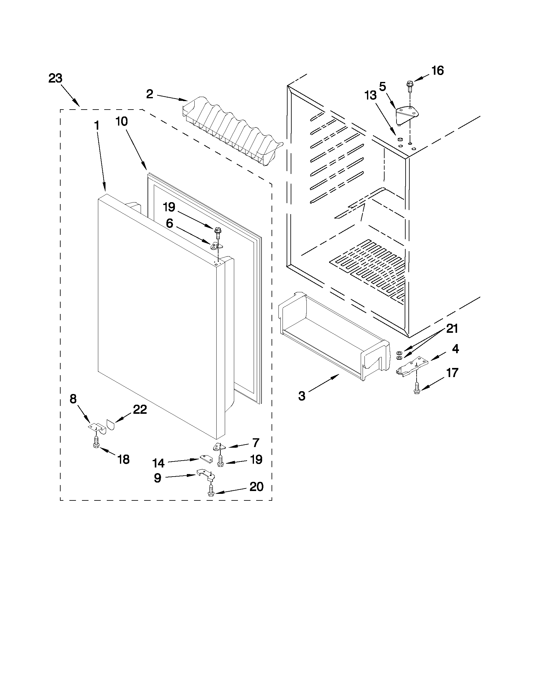 KitchenAid KURO24RSBX03 door parts diagram