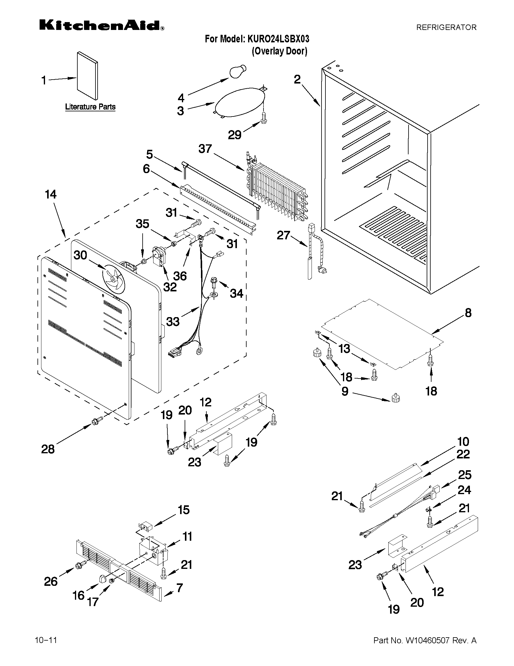 KitchenAid KURO24LSBX03 cabinet parts diagram
