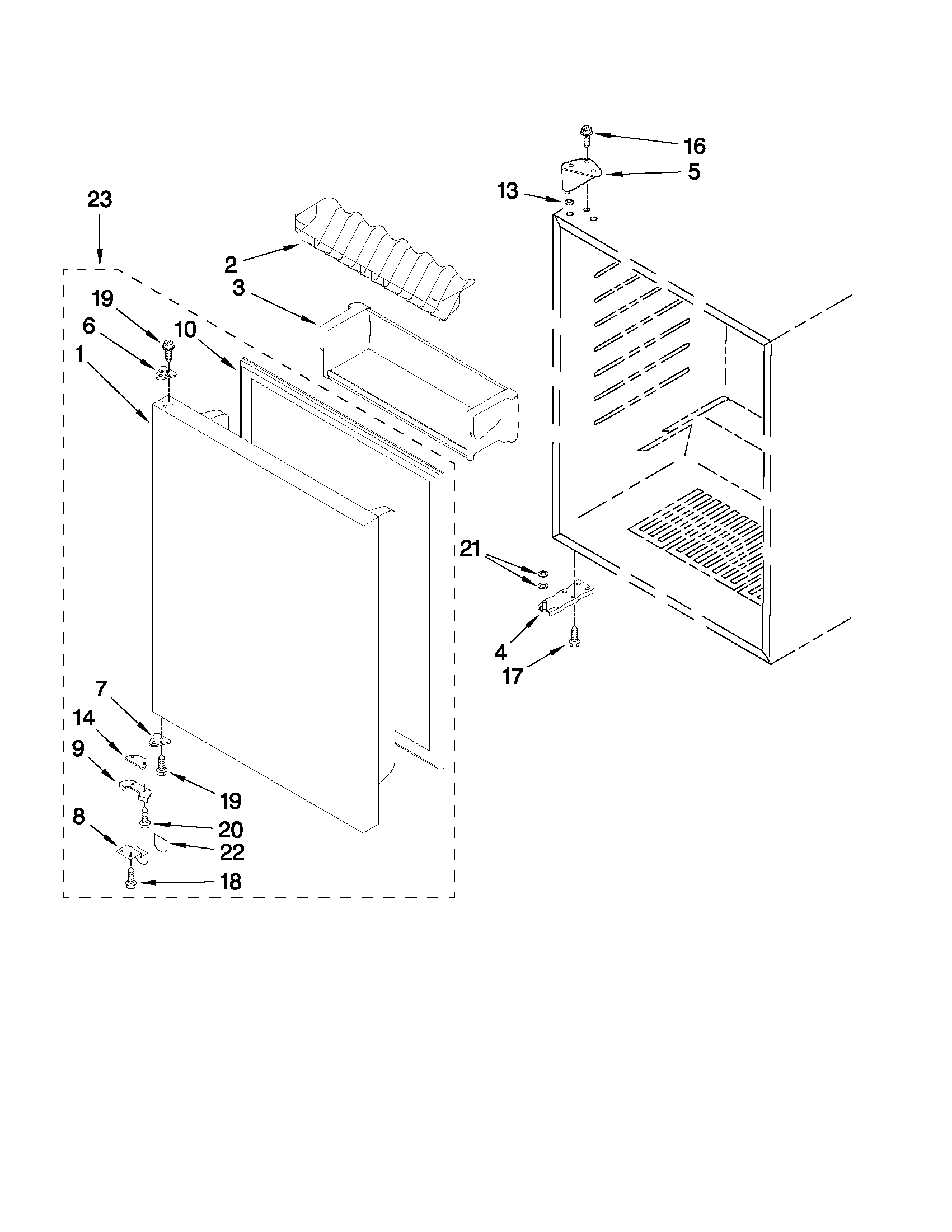 KitchenAid KURO24LSBX03 door parts diagram