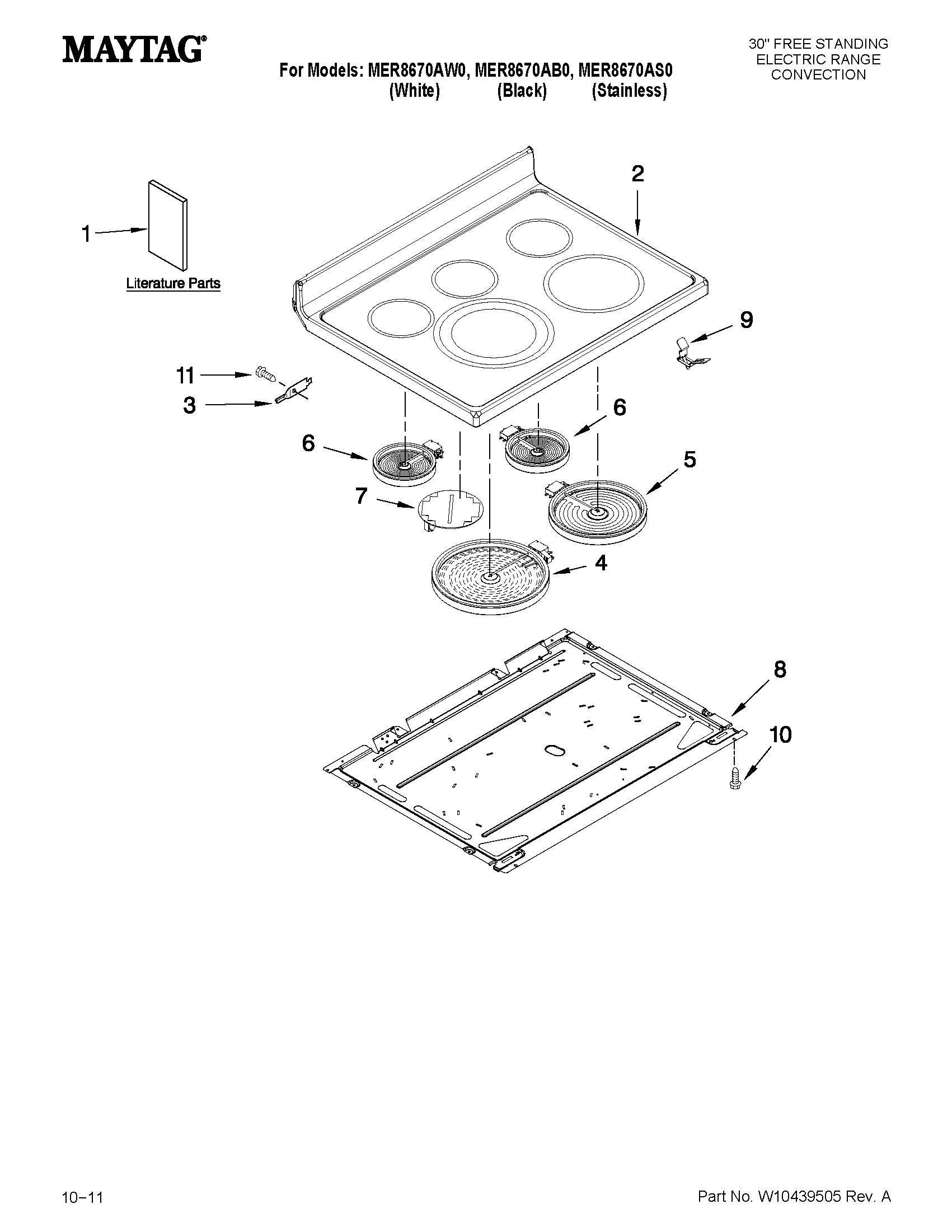 Maytag MER8670AS0 cooktop parts diagram