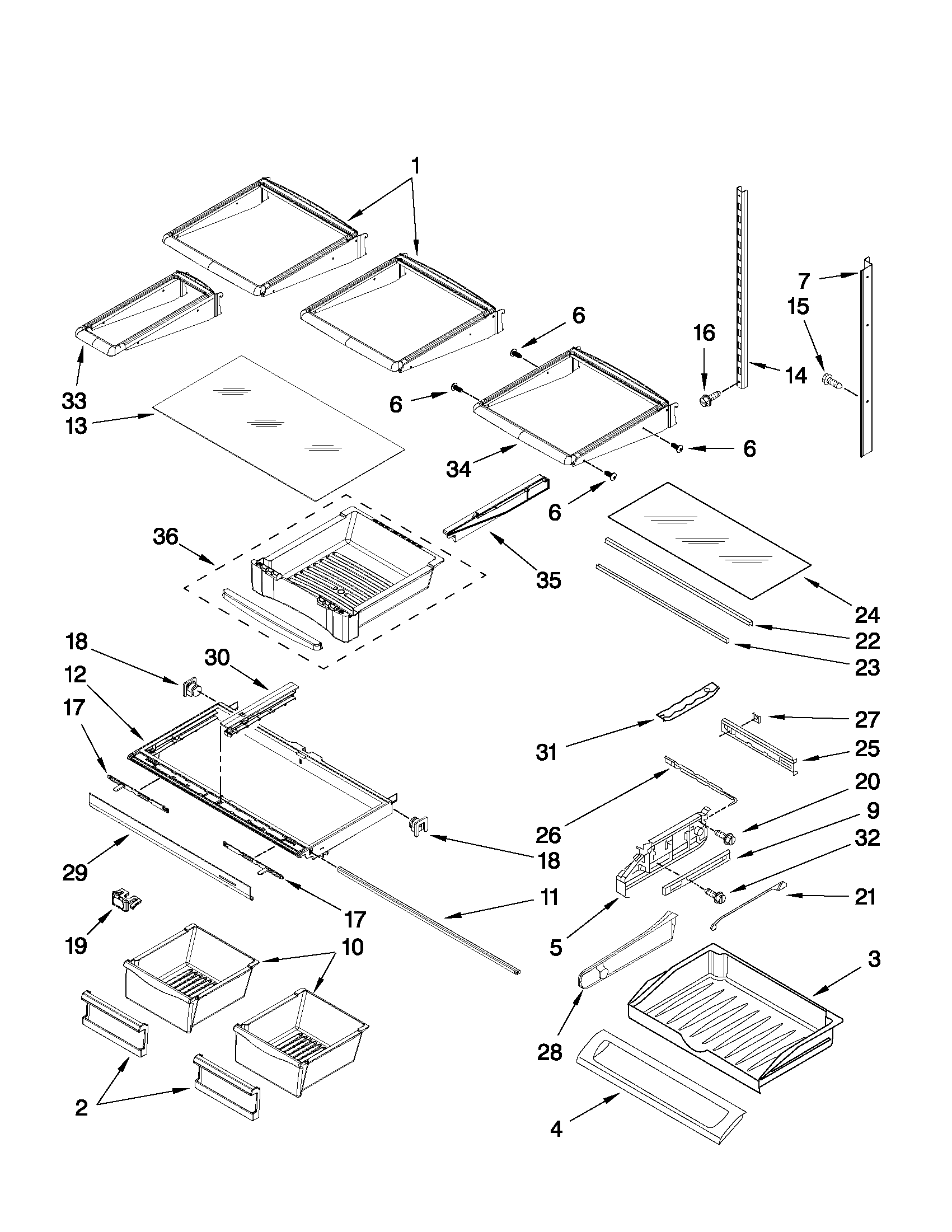 Whirlpool GI6SDRXXY06 shelf parts diagram