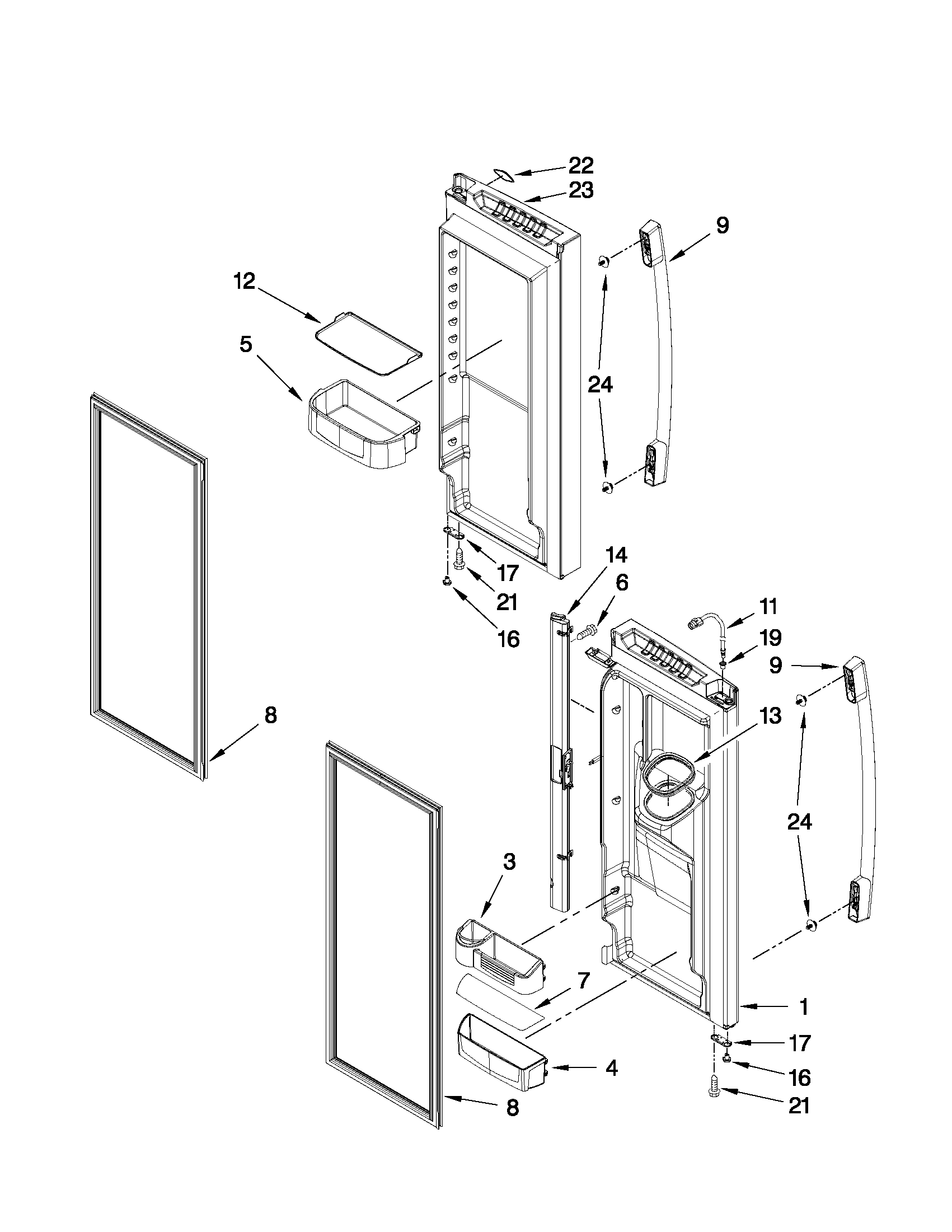 Whirlpool GI6SDRXXY06 refrigerator door parts diagram