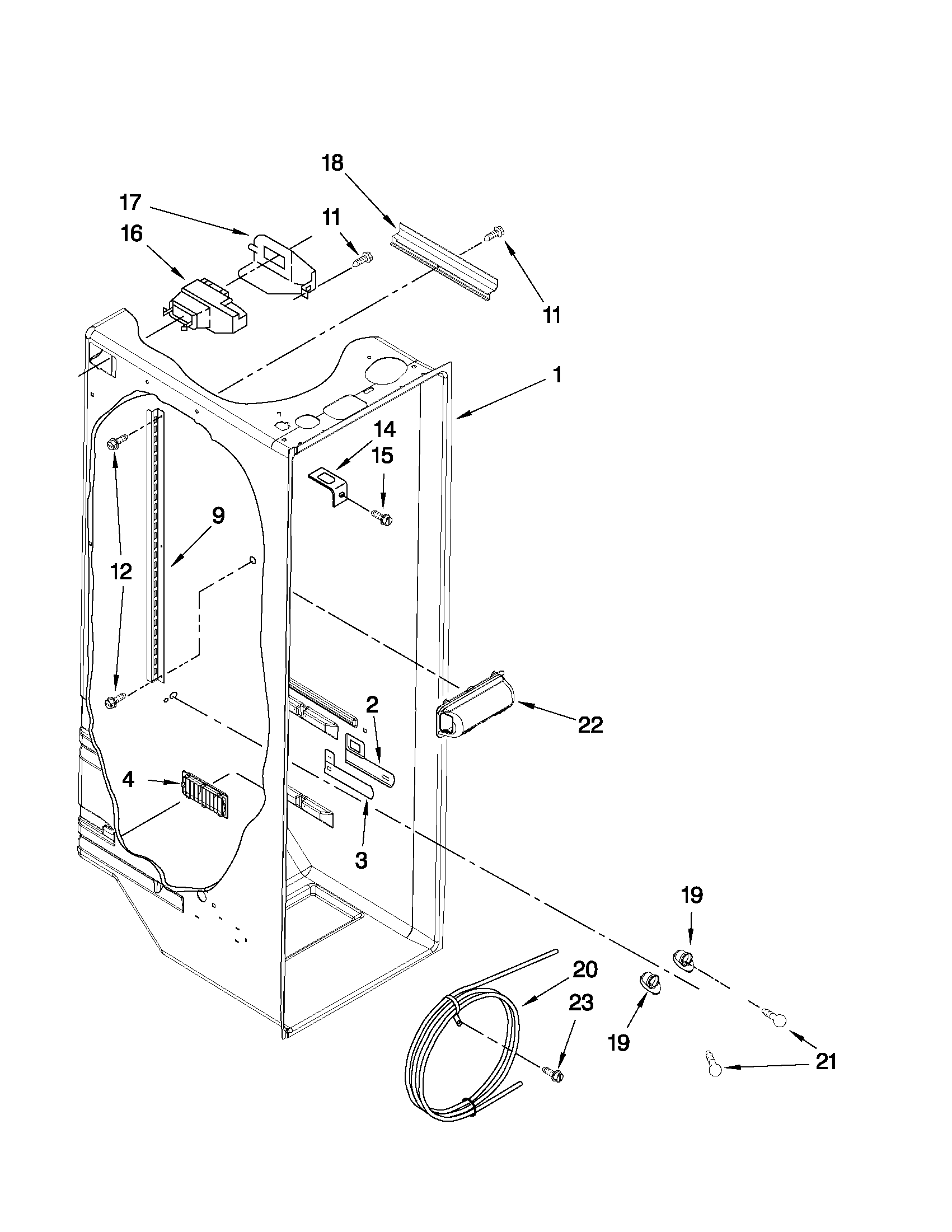 KitchenAid KSRG25FVMS04 refrigerator liner parts diagram