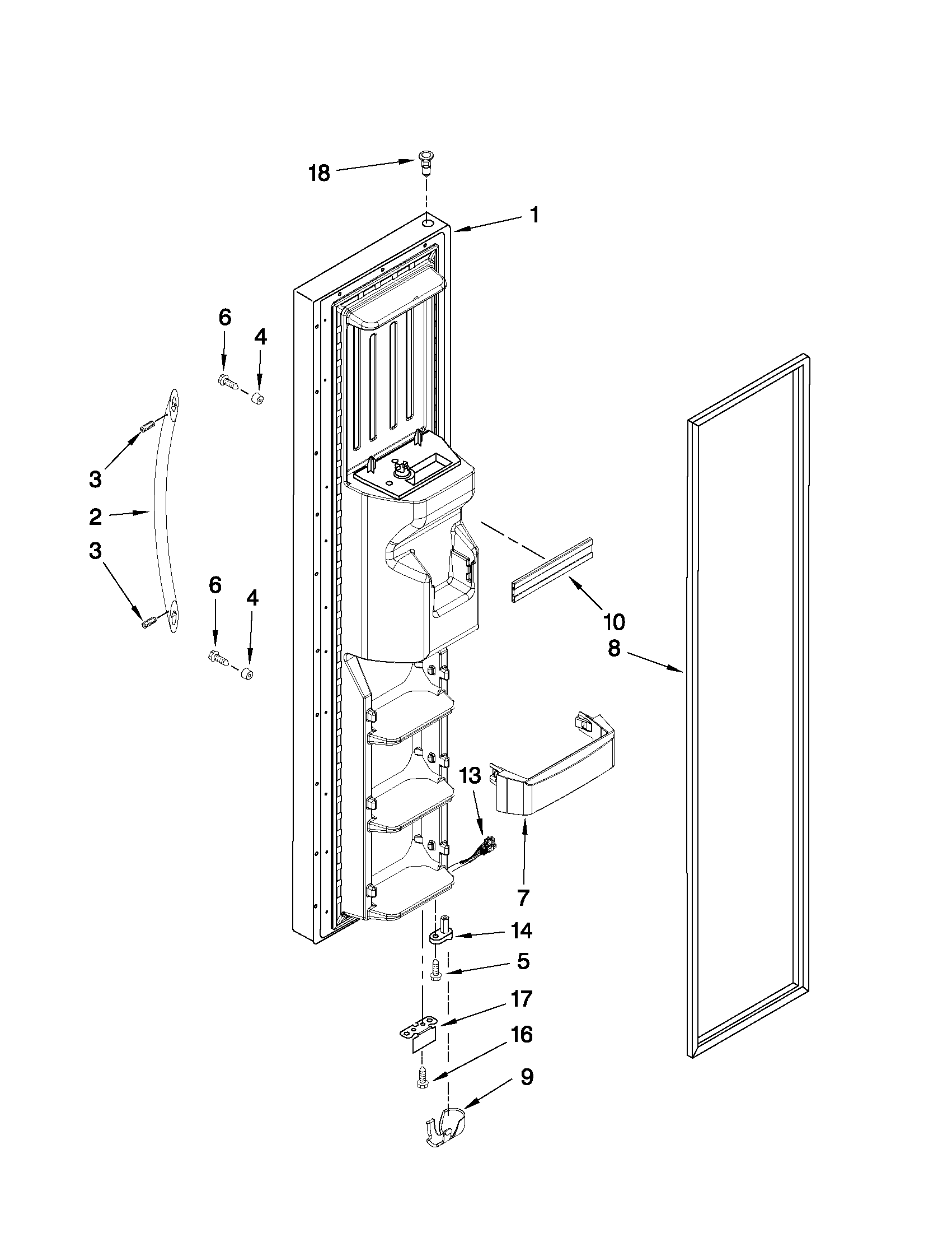 KitchenAid KSRG25FVMS04 freezer door parts diagram
