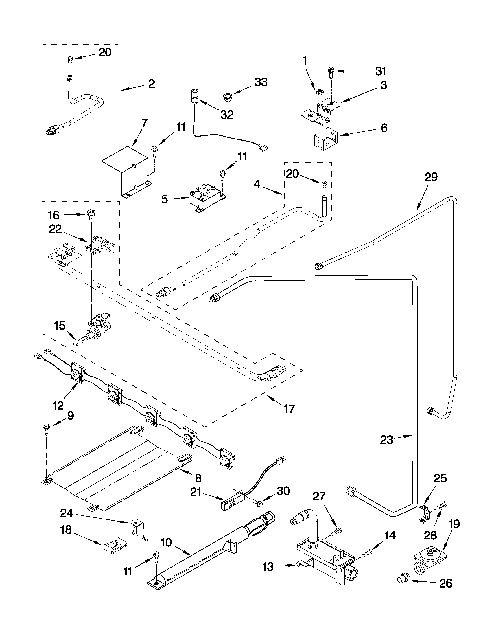 Maytag MGR5605WB0 manifold parts diagram