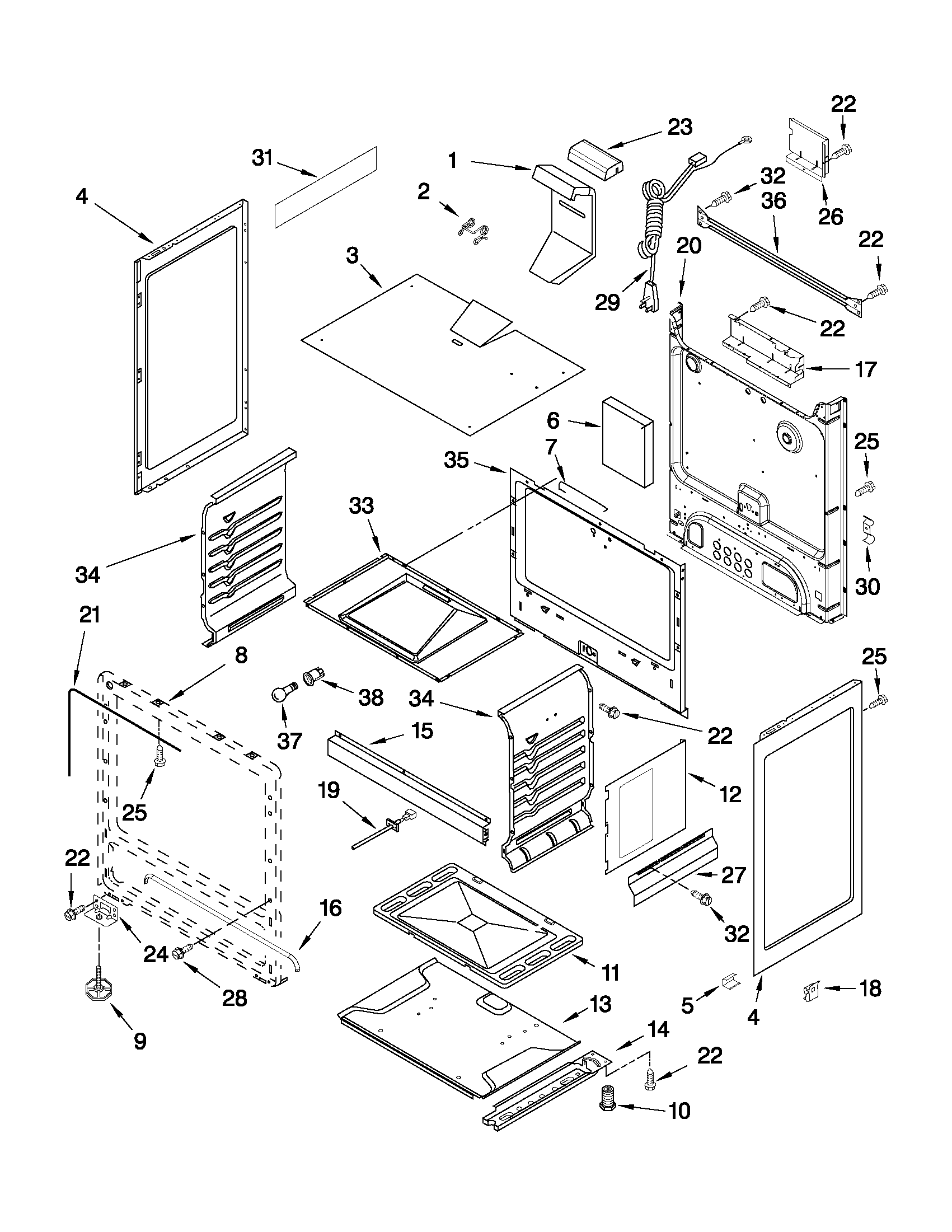 Maytag MGR5605WB0 chassis parts diagram