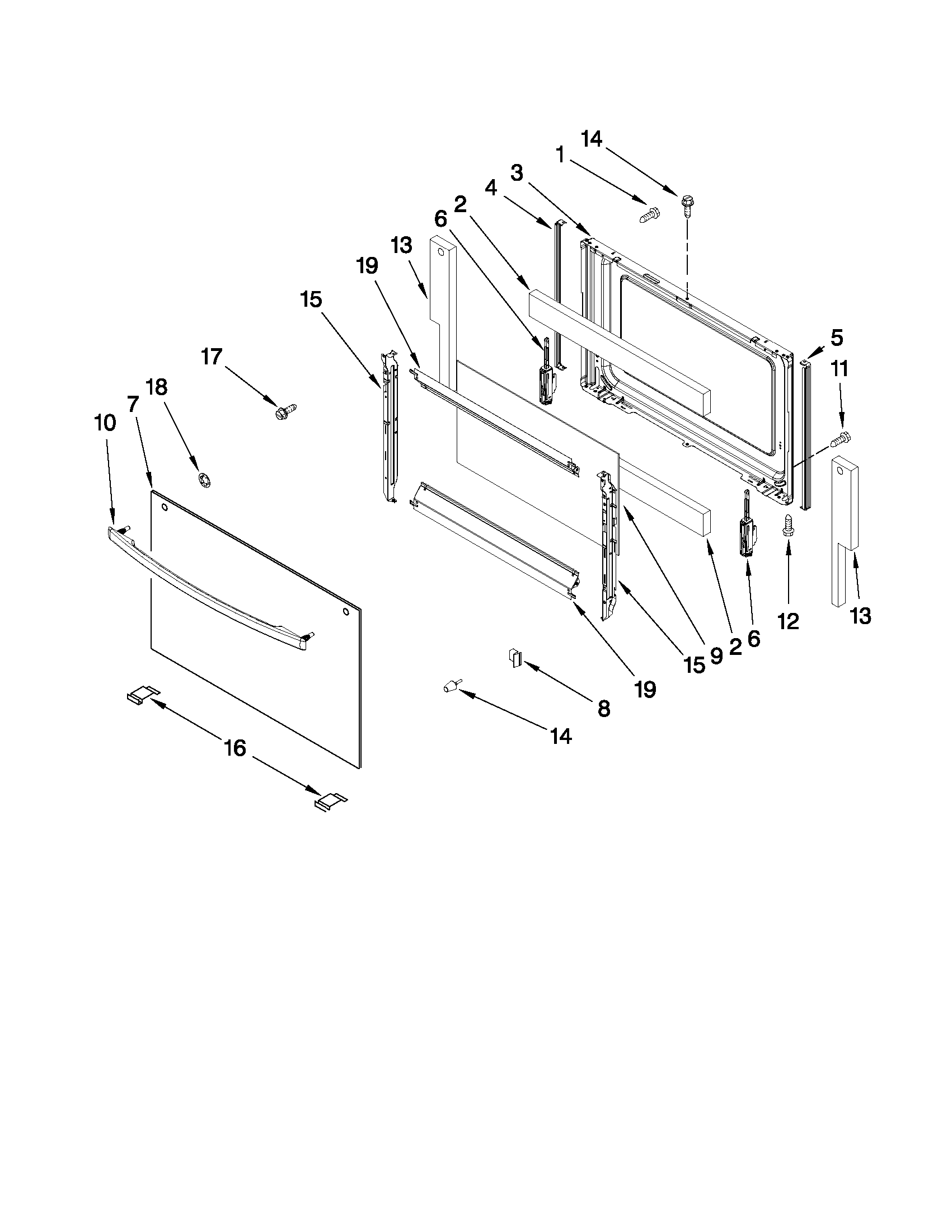 Maytag MGR5605WB0 door parts diagram