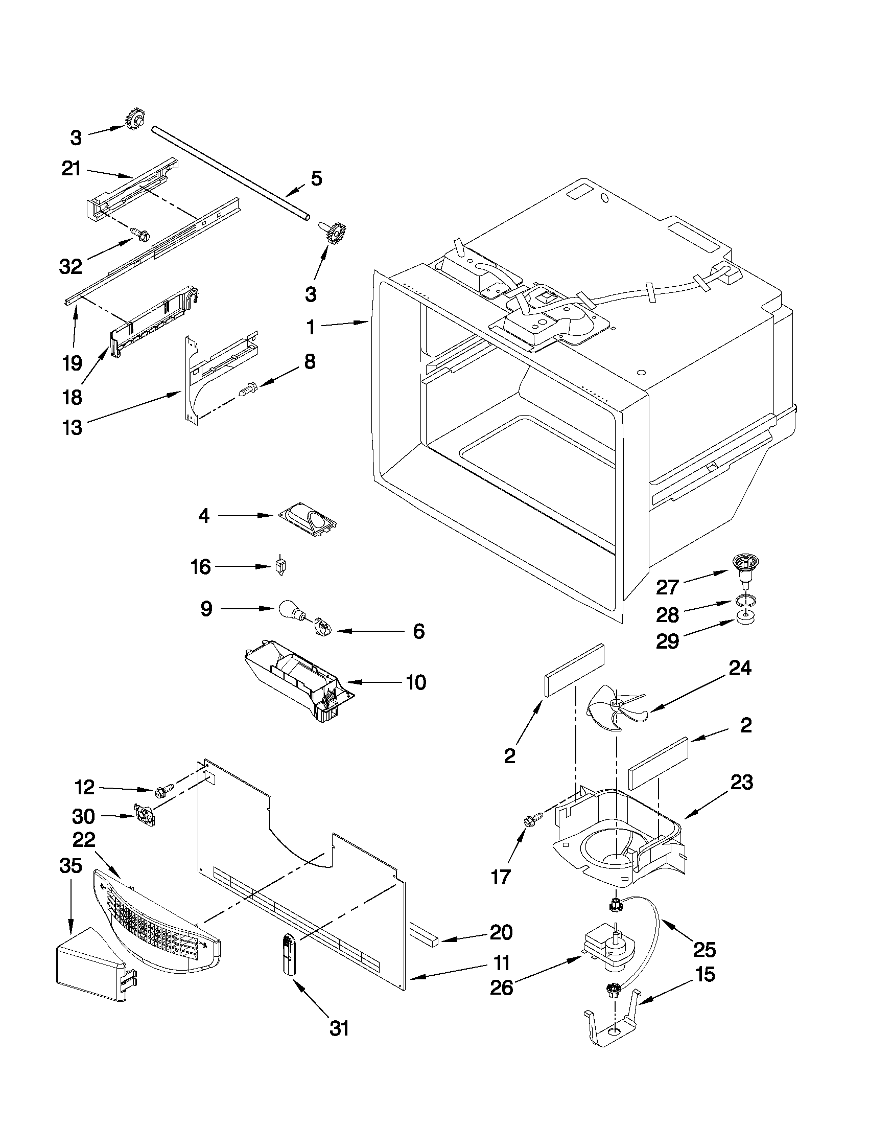 Jenn-Air JFC2290VEP4 freezer liner parts diagram